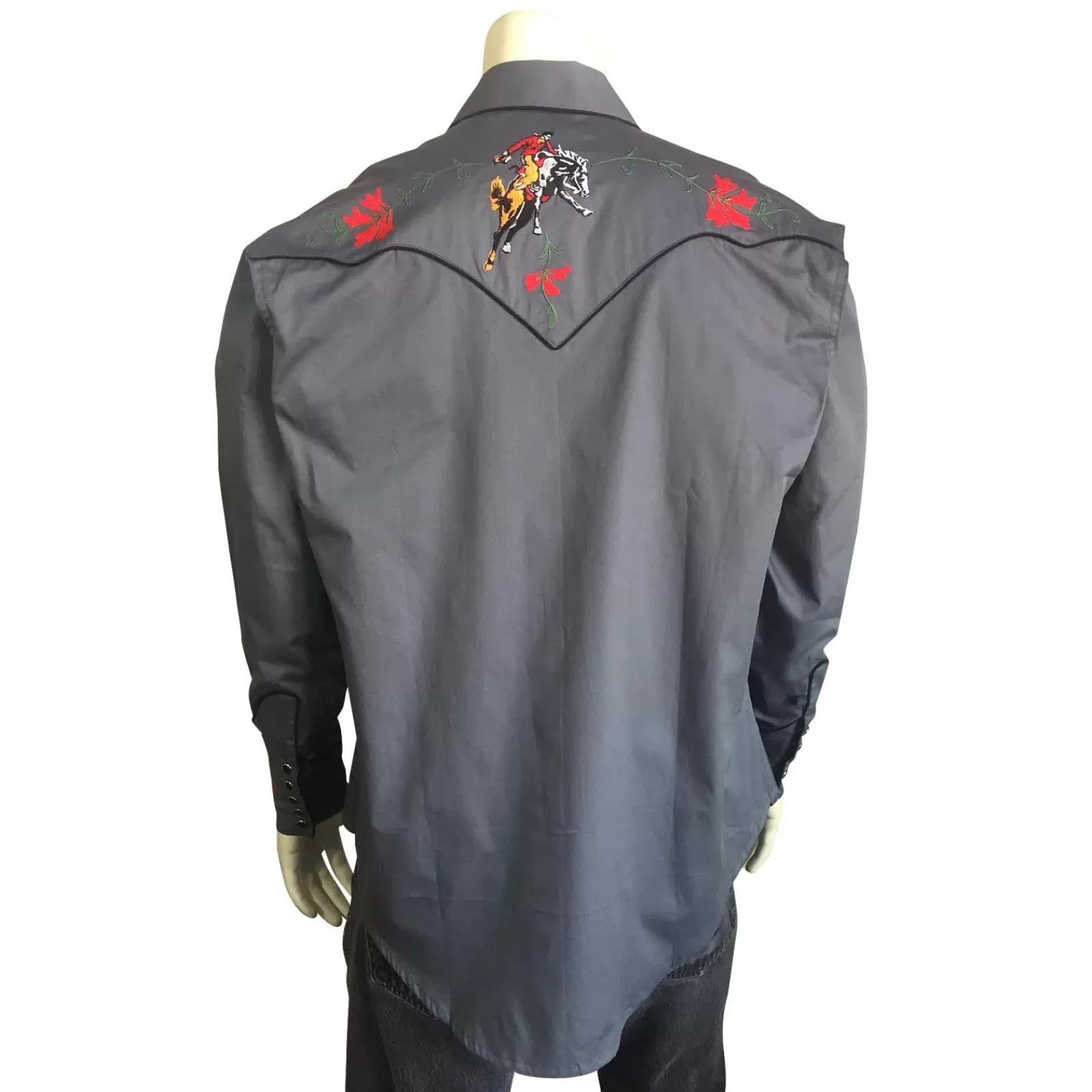 Rockmount Men'S Vintage Bronc Embroidered Western Shirt In Grey Store