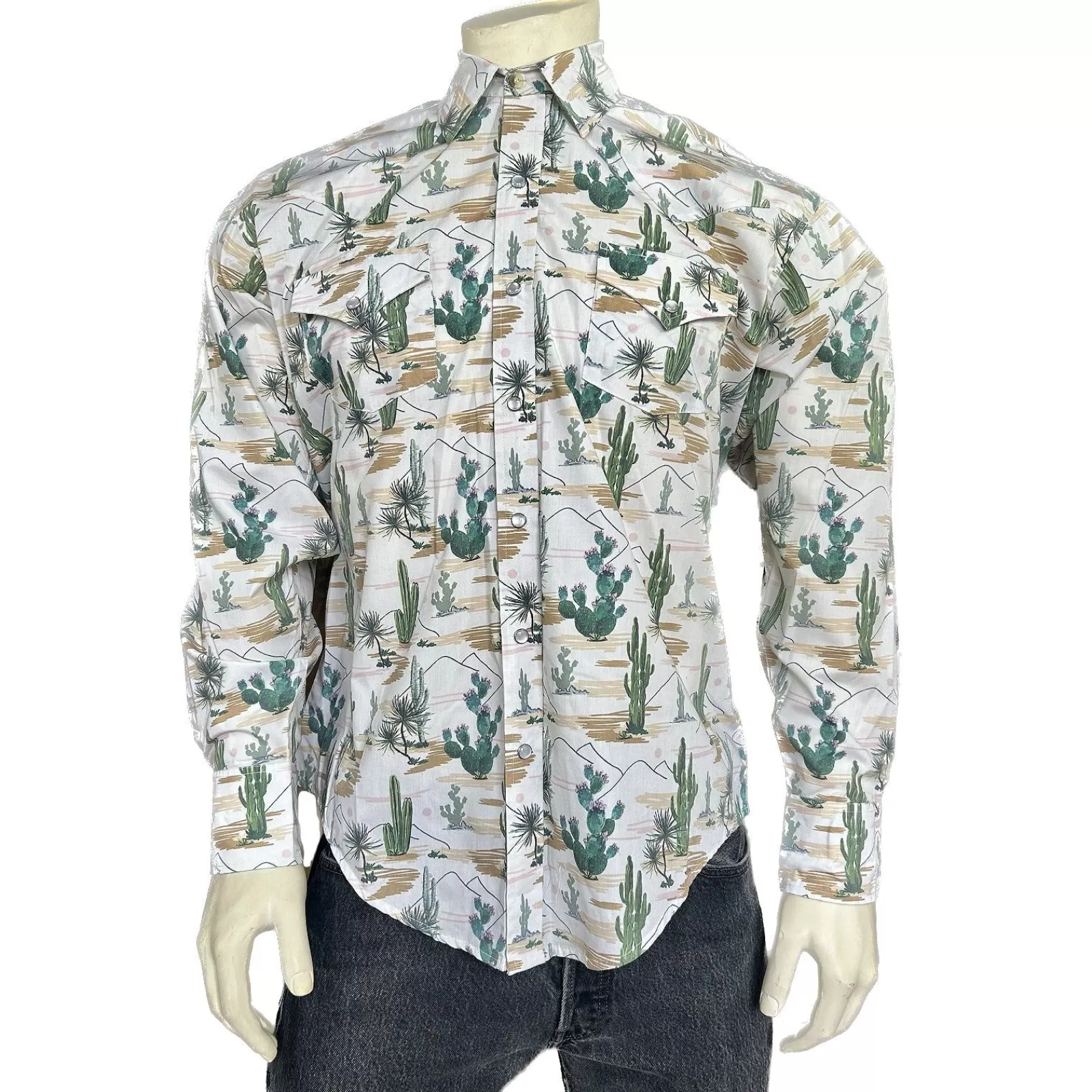 Rockmount Men'S Vintage Desert Cactus Print Western Shirt Hot