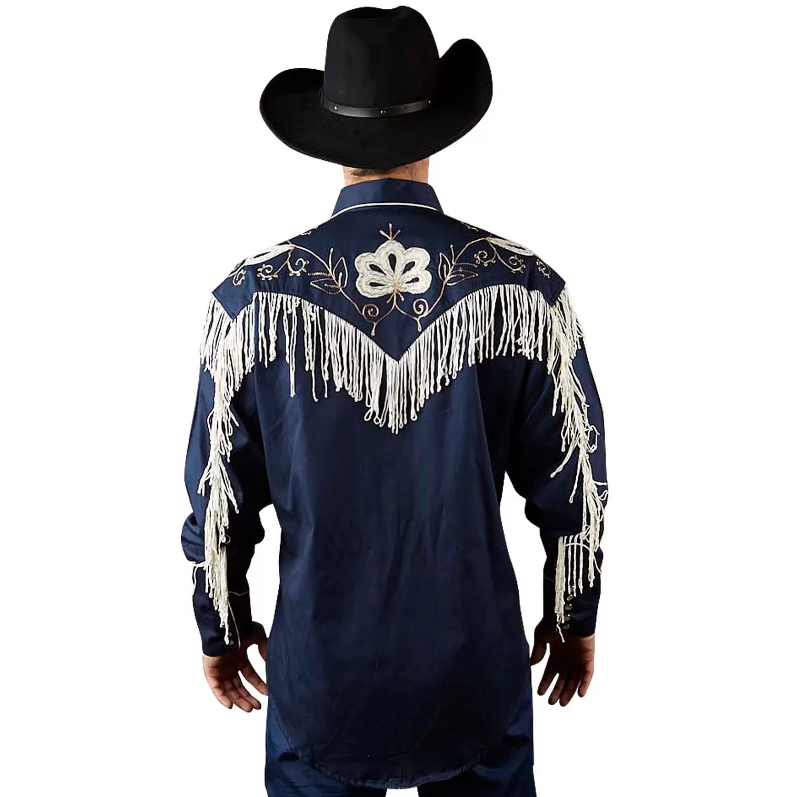 Rockmount Men'S Vintage Fringe Navy Embroidered Western Shirt Outlet