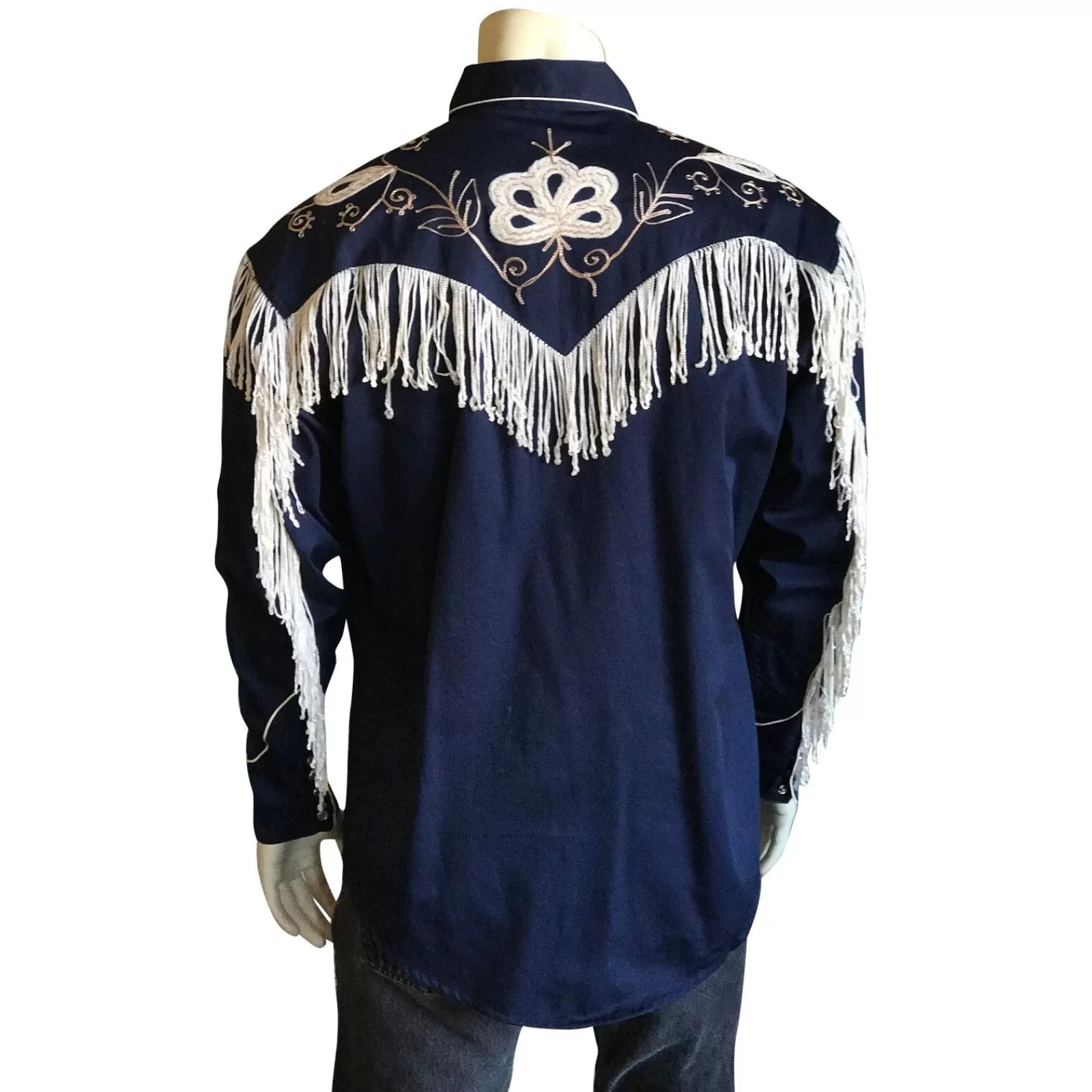 Rockmount Men'S Vintage Fringe Navy Embroidered Western Shirt Outlet
