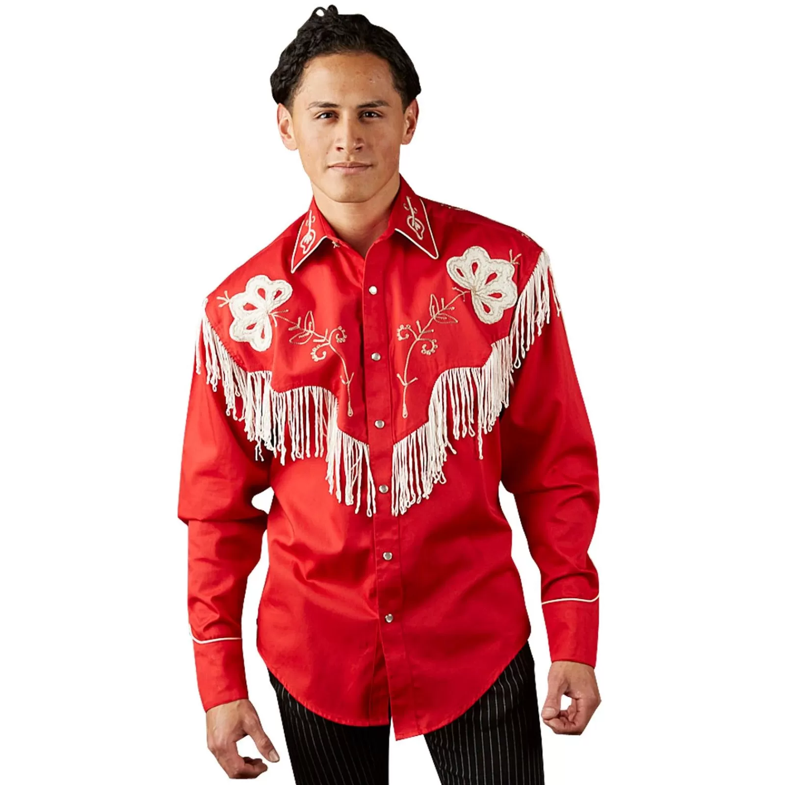 Rockmount Men'S Vintage Fringe Red Embroidered Western Shirt Sale