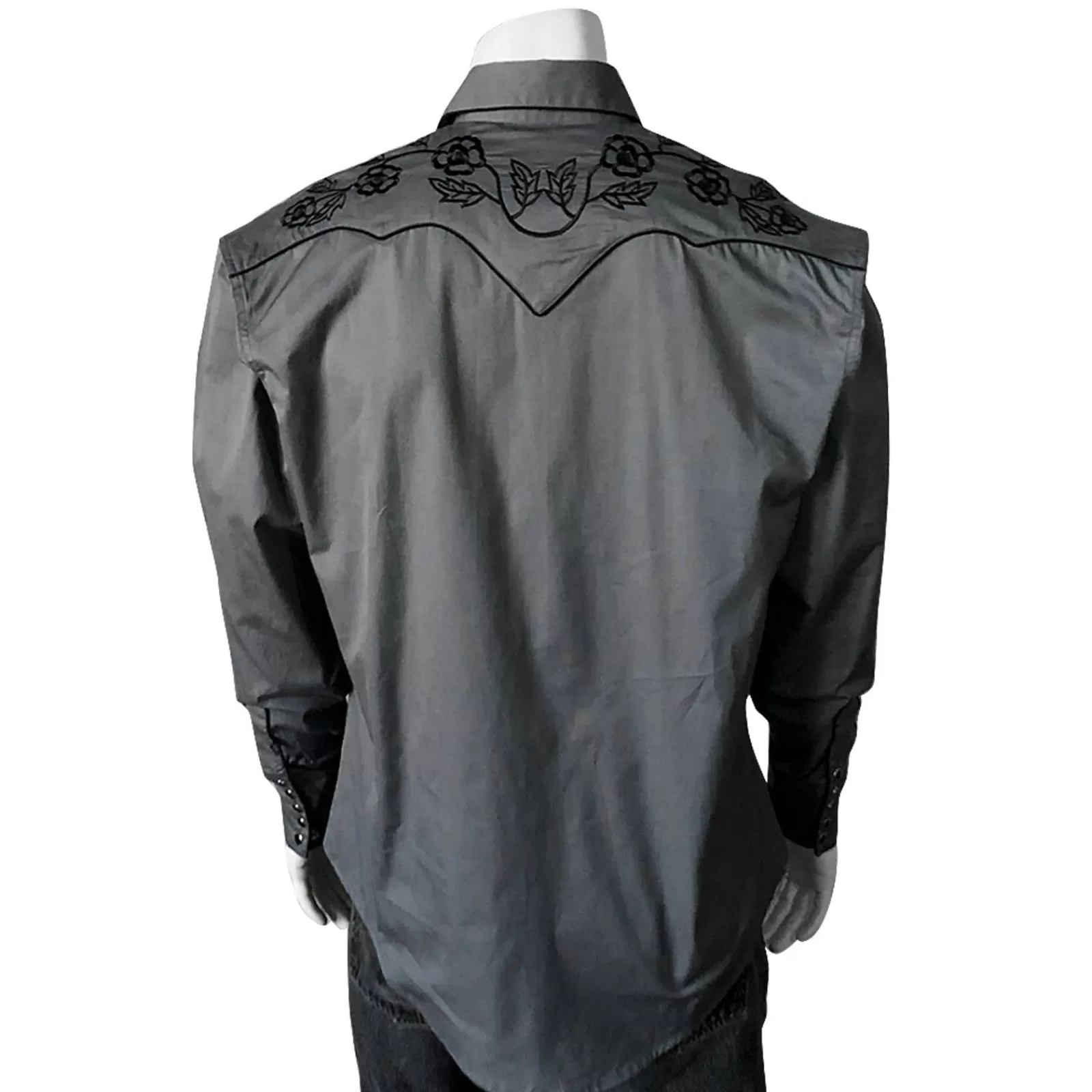 Rockmount Men'S Vintage Grey Floral Embroidered Western Shirt Best Sale