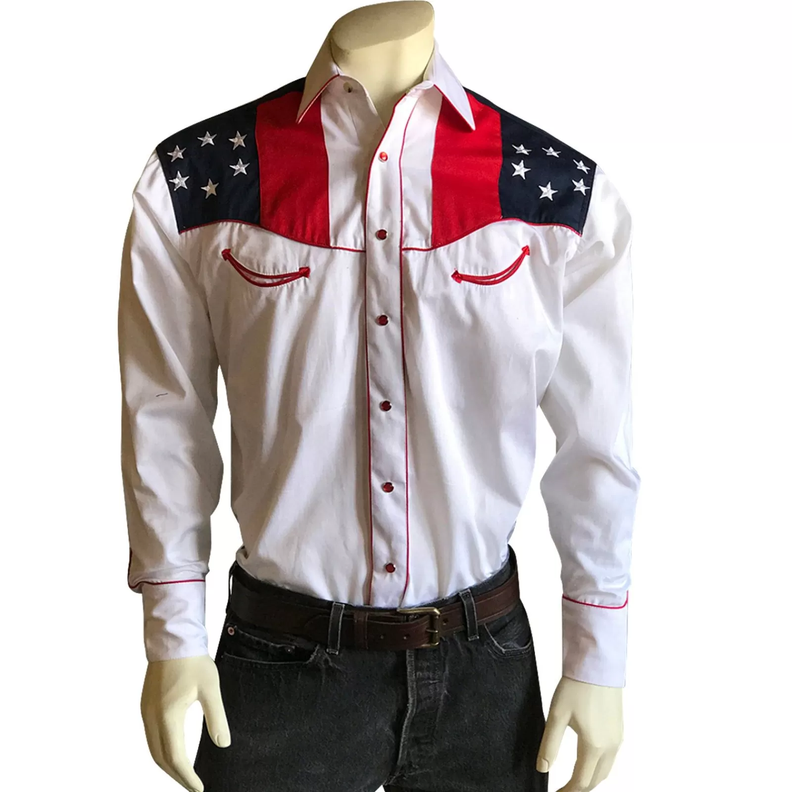 Rockmount Men'S Vintage Usa Flag & Eagle Embroidered Western Shirt Online