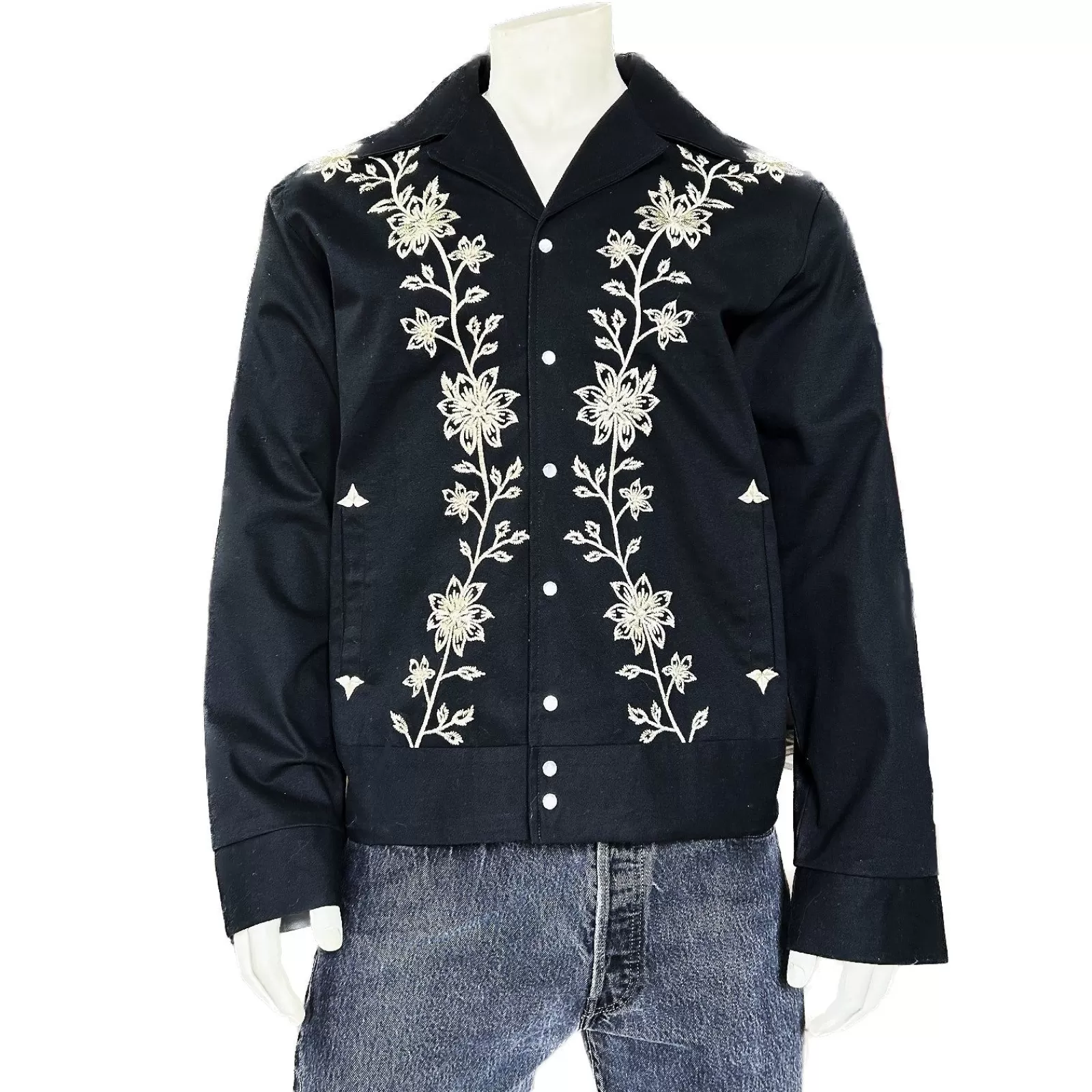 Rockmount Men'S Vintage Western Bolero Jacket With Ivory Floral Embroidery Cheap