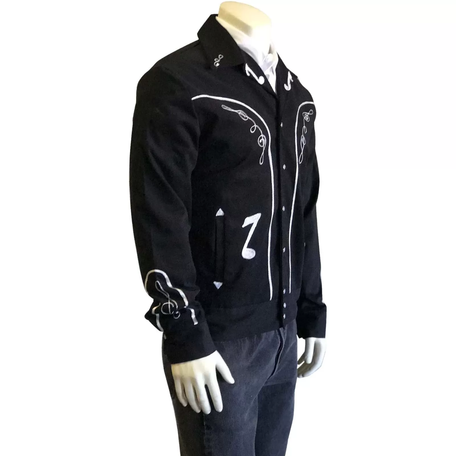 Rockmount Men'S Vintage Western Bolero Jacket With Musical Notes Embroidery New