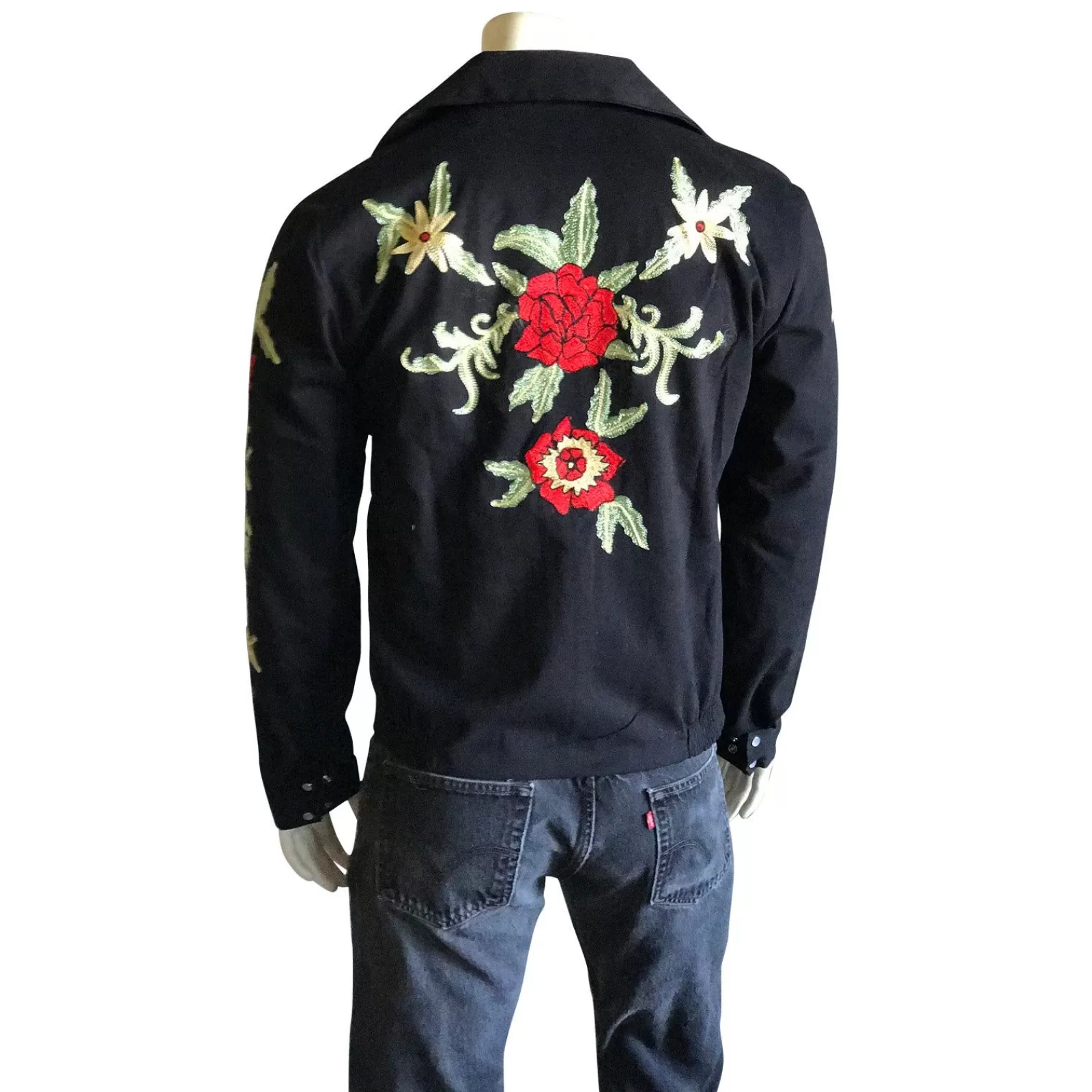 Rockmount Men'S Vintage Western Bolero Jacket With Red Floral Embroidery Discount