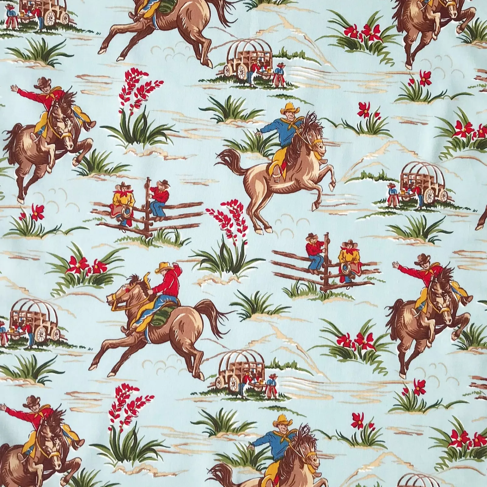 Rockmount Men'S Vintage Western Print Light Blue Shirt Flash Sale
