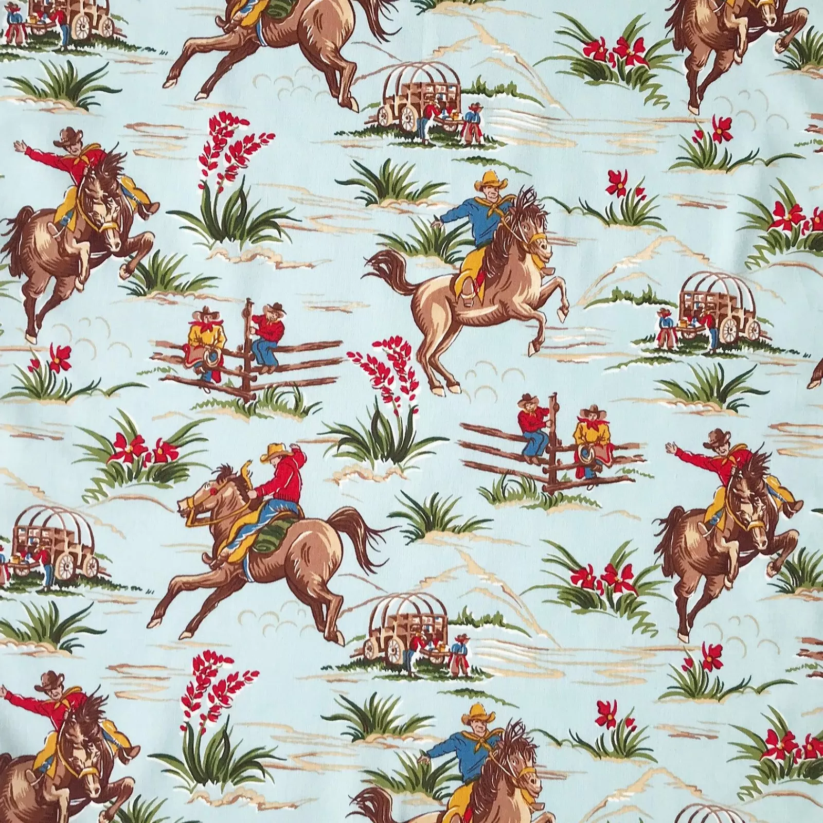 Rockmount Men'S Vintage Western Print Light Blue Short Sleeve Shirt Store