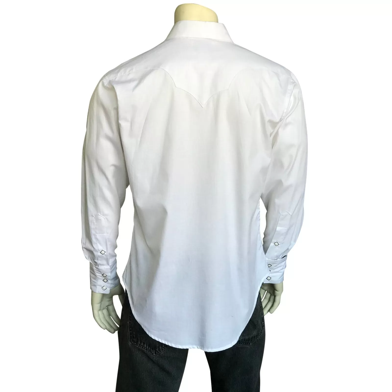 Rockmount Men'S White Pima Cotton Herringbone Western Shirt Shop