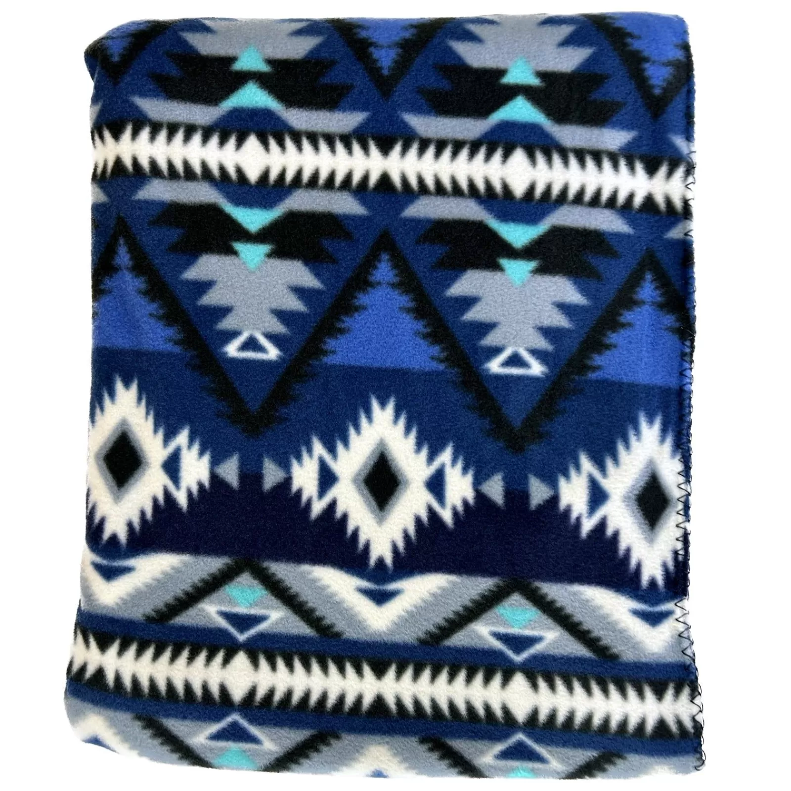 Rockmount Native Pattern Fleece Western Blanket In Blue & Black Hot