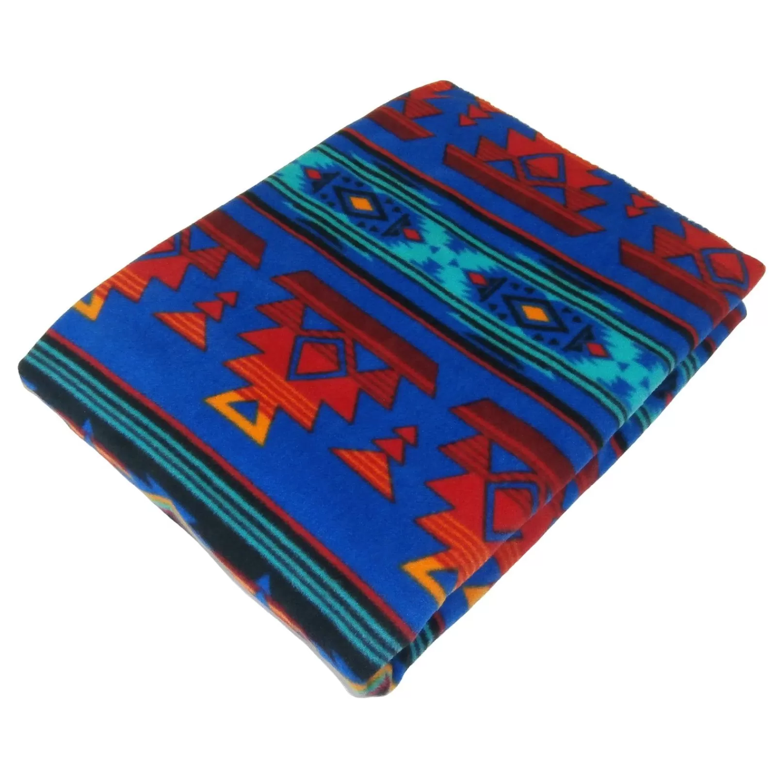 Rockmount Native Pattern Fleece Western Blanket In Blue & Red Fashion