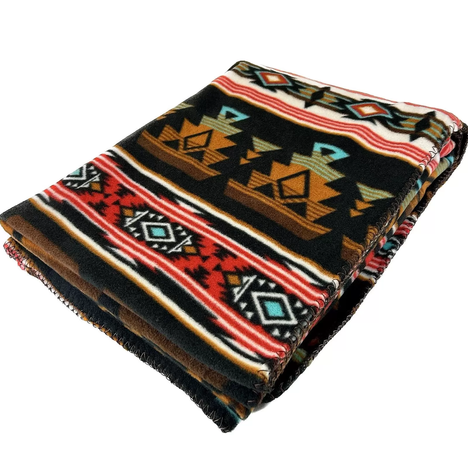 Rockmount Native Pattern Fleece Western Blanket In Rust & Black Clearance