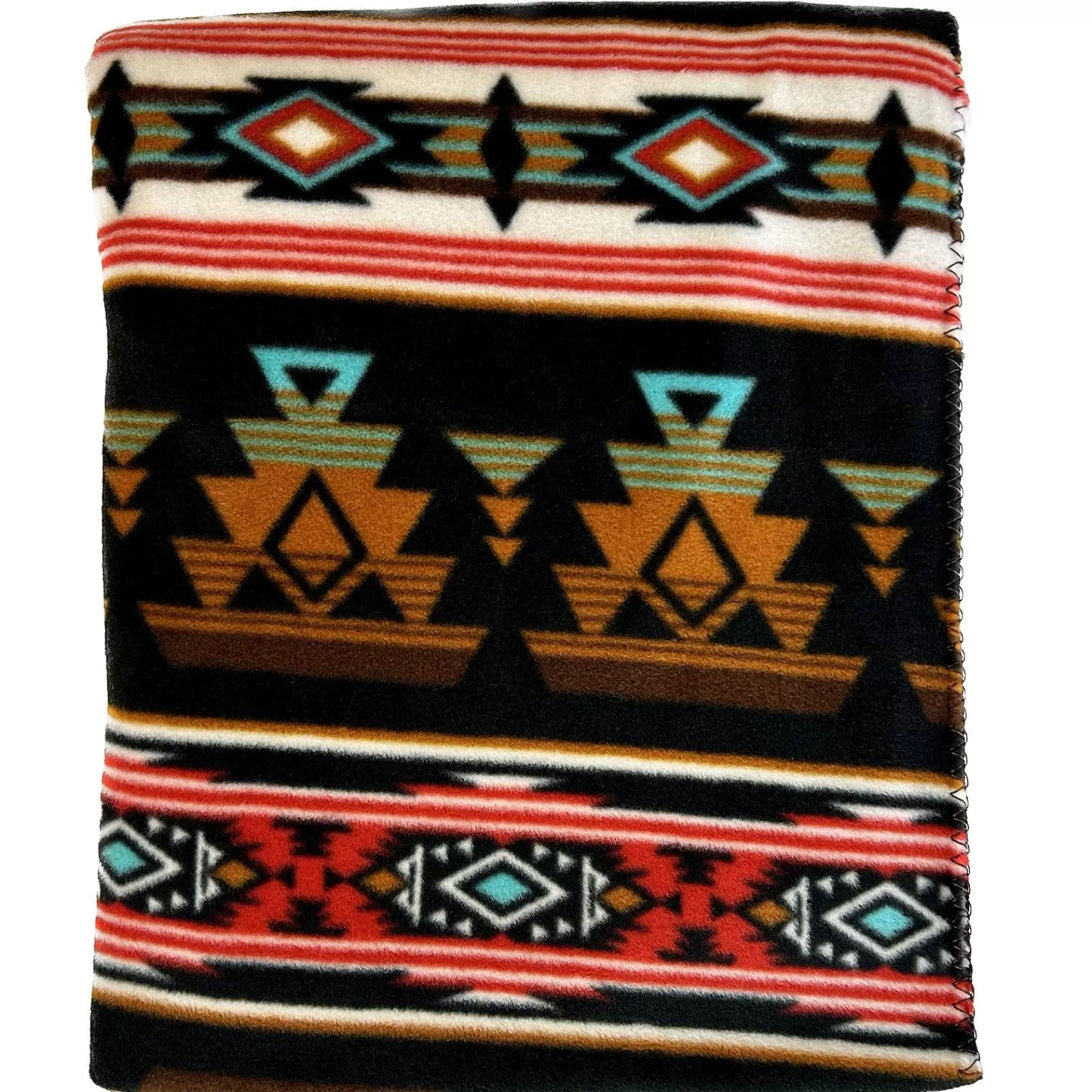 Rockmount Native Pattern Fleece Western Blanket In Rust & Black Clearance