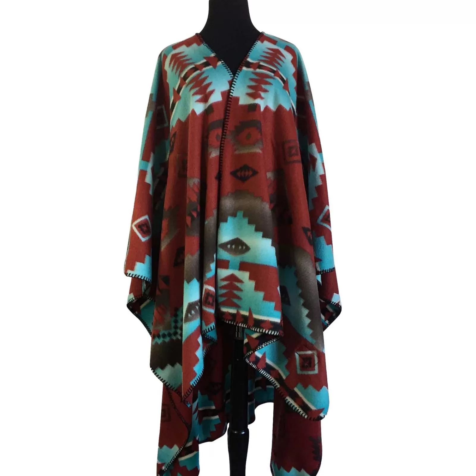 Rockmount Native Pattern Fleece Western Poncho Best Sale