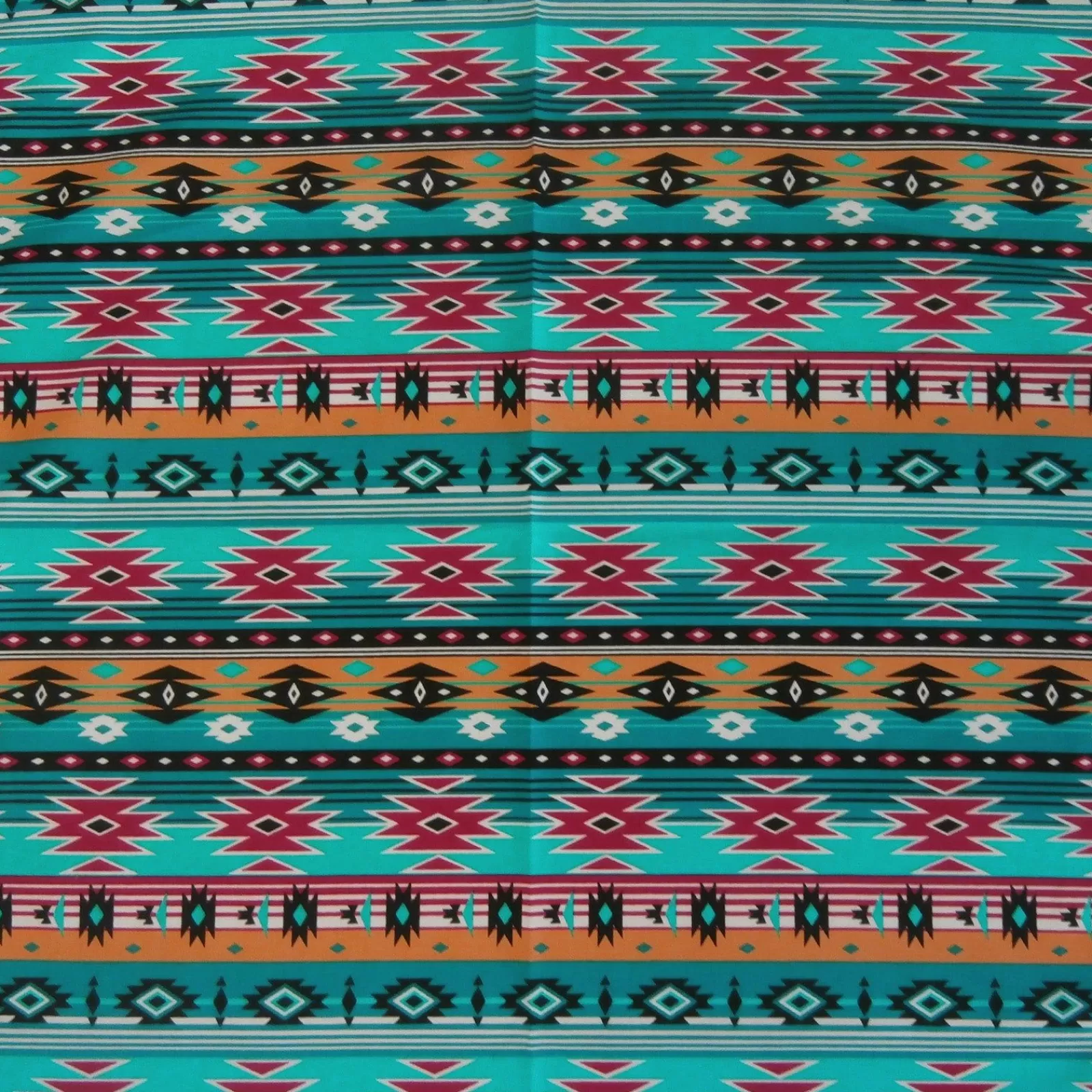 Rockmount Native Print Western Cotton Bandana In Turquoise Hot