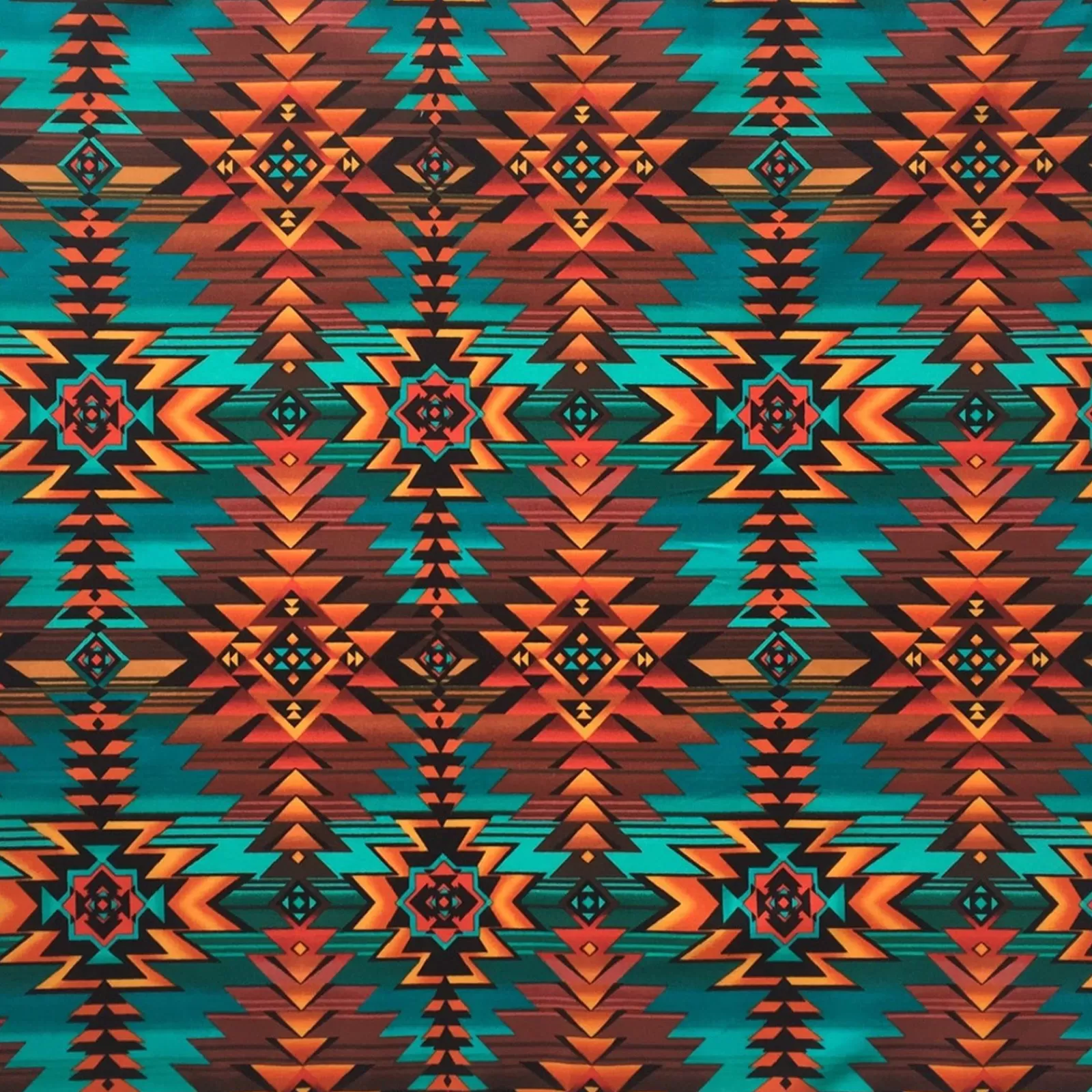 Rockmount Native Print Western Cotton Bandana In Turquoise & Rust Flash Sale