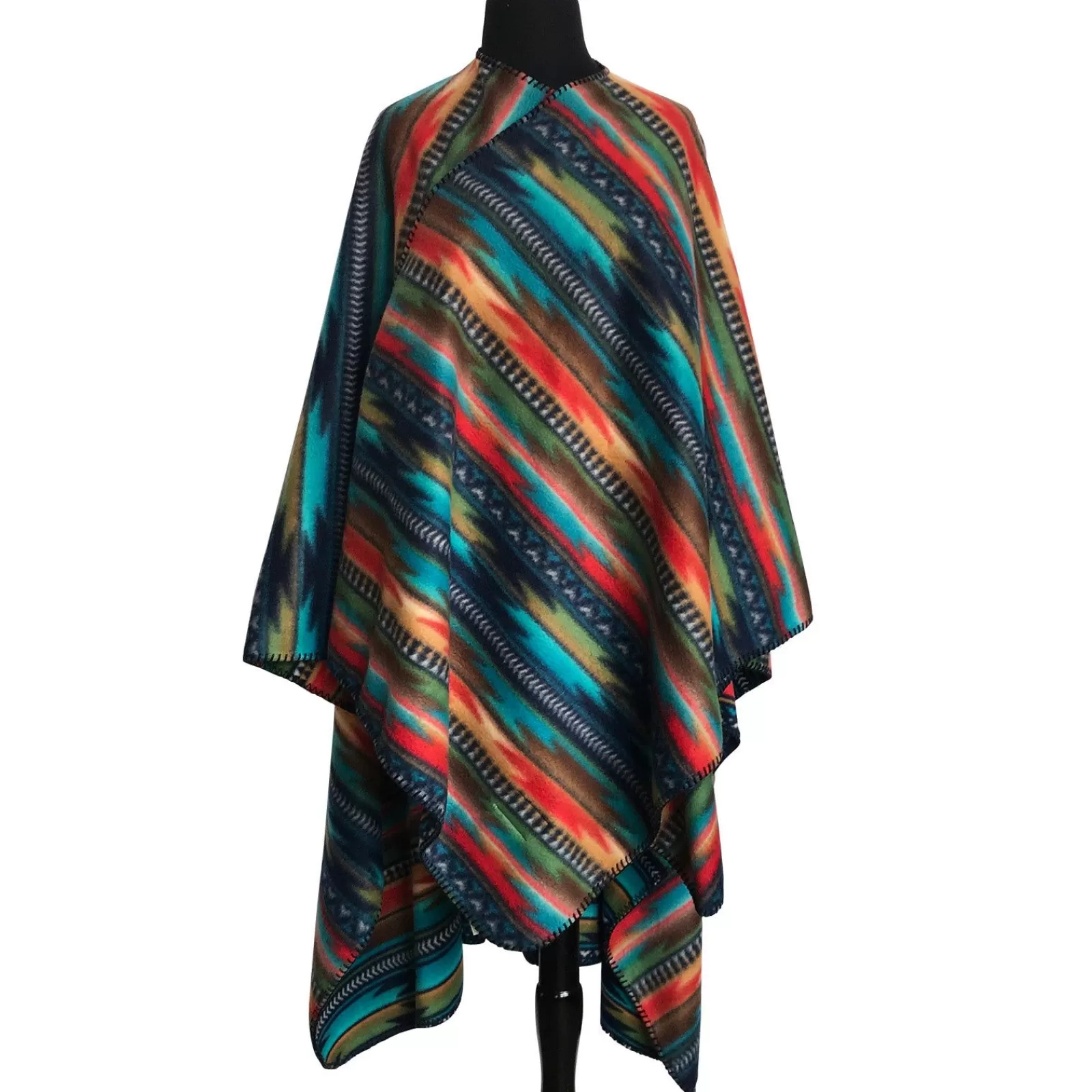 Rockmount Native Serape Pattern Fleece Western Poncho New