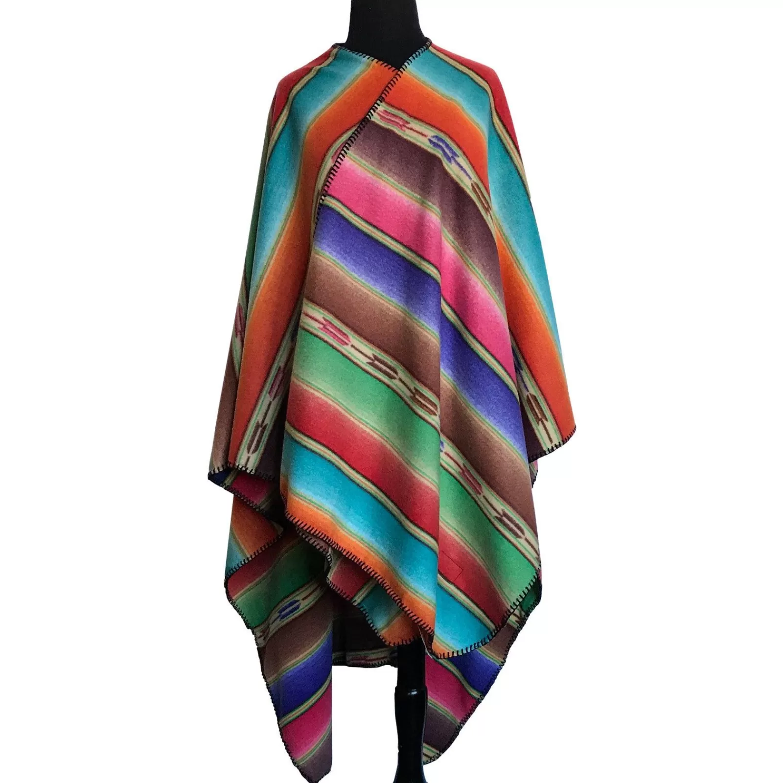 Rockmount Native Serape Pattern Fleece Western Poncho Hot