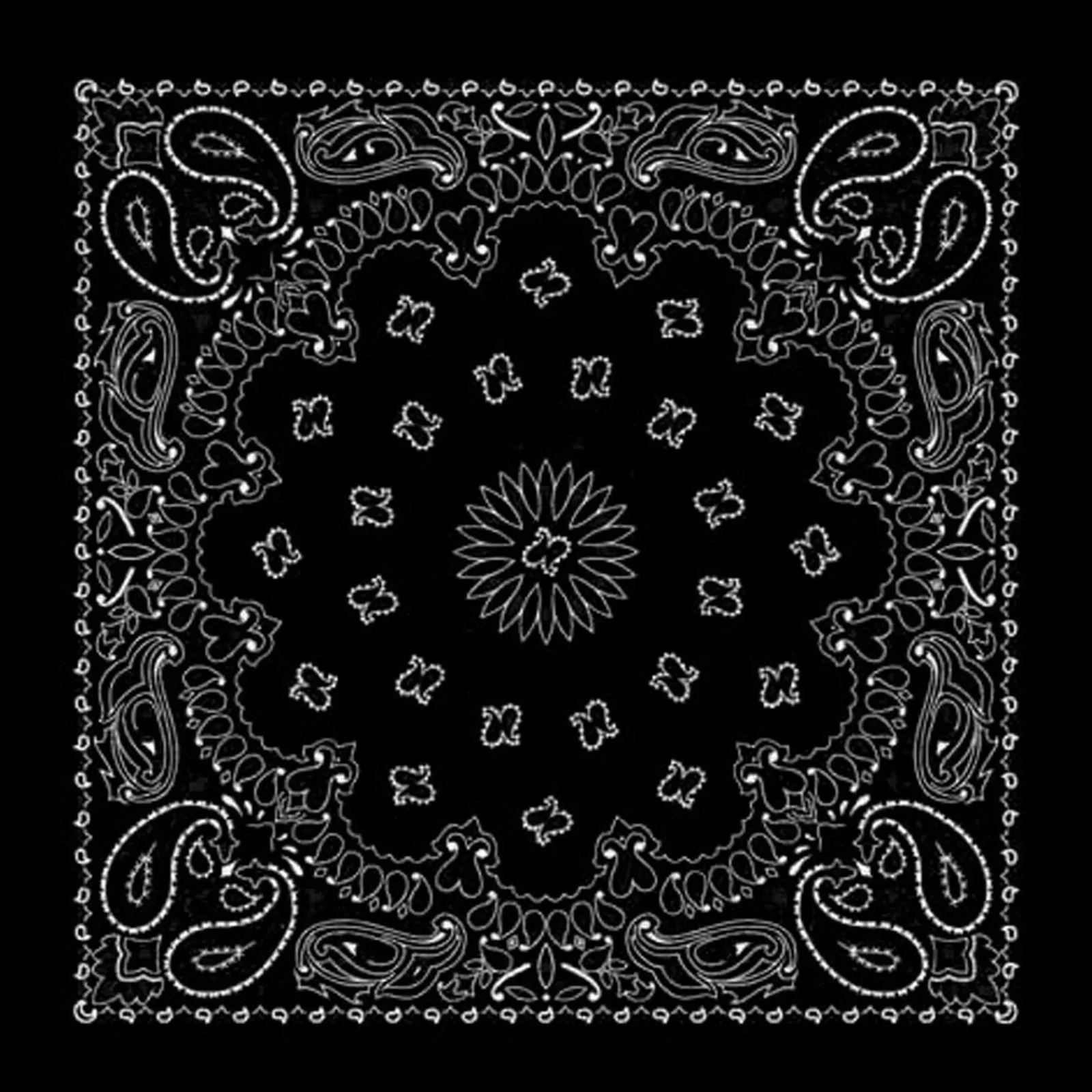 Rockmount Paisley Western Cotton Bandana In Charcoal Black Discount