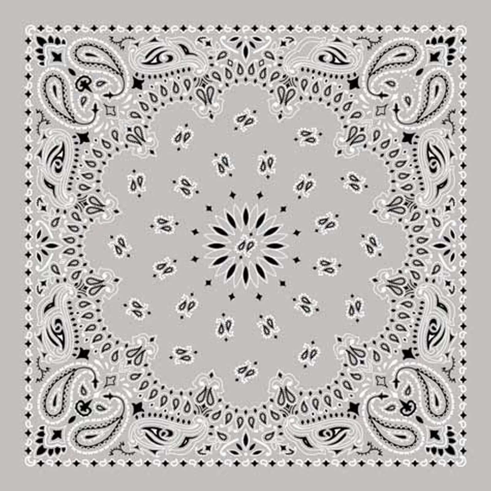 Rockmount Paisley Western Cotton Bandana In Silver Best Sale