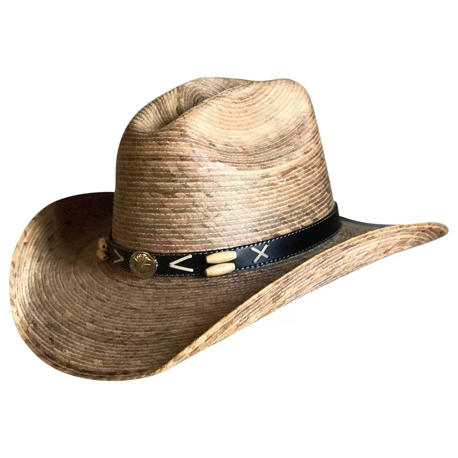 Rockmount Palm Leaf Straw 2-Tone Pinch Western Cowboy Hat Cheap