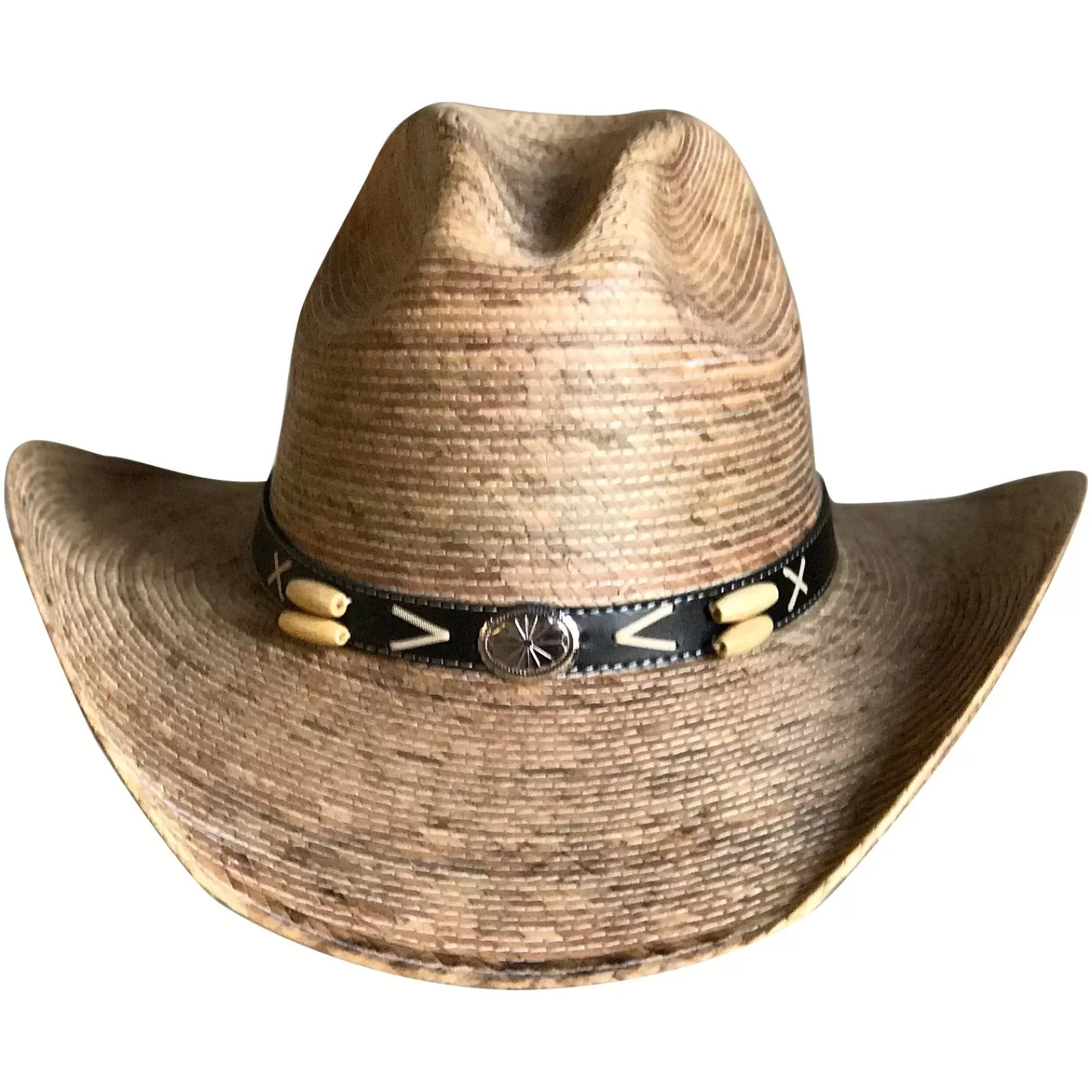 Rockmount Palm Leaf Straw 2-Tone Pinch Western Cowboy Hat Cheap