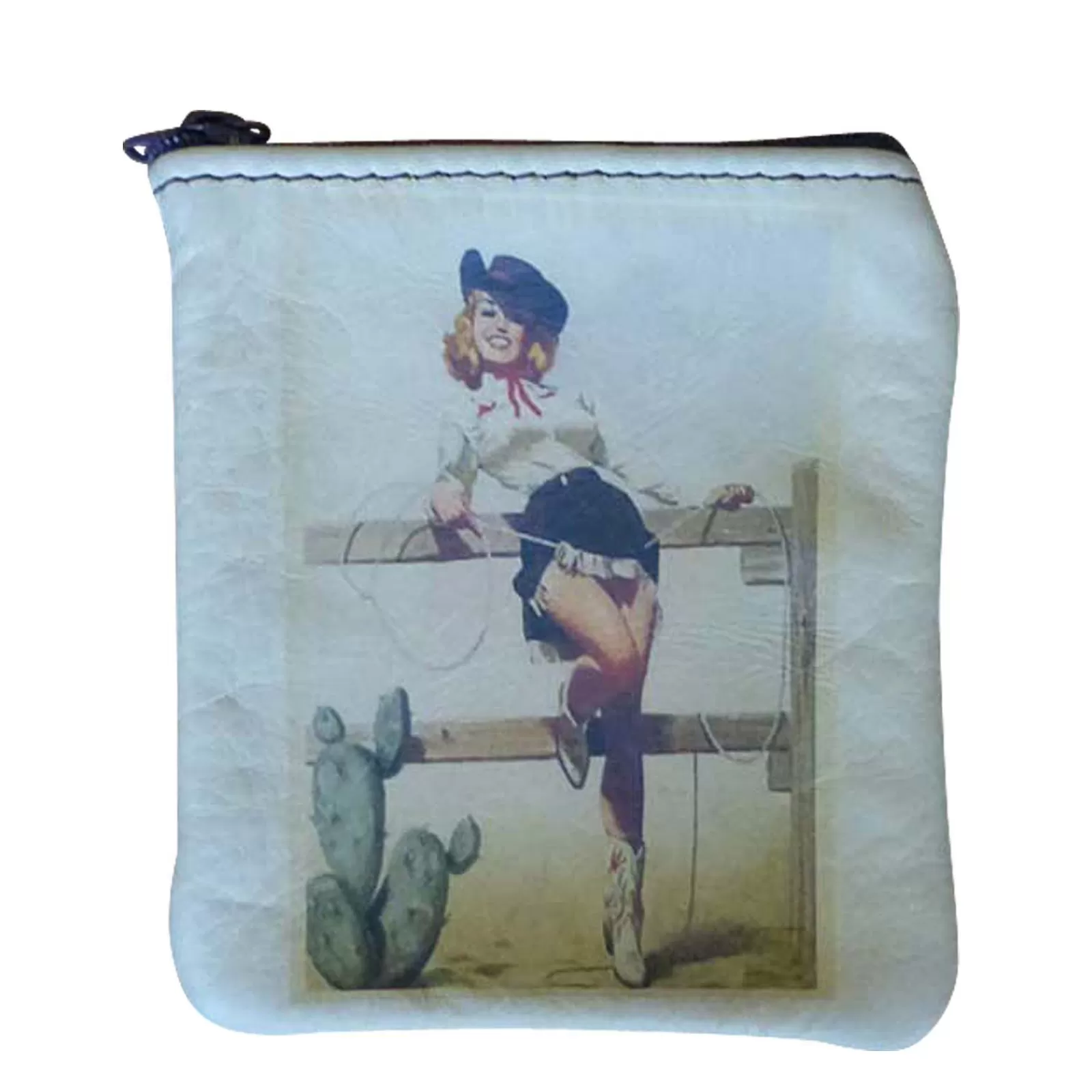 Rockmount Pin-Up Cowgirl On Fence Leather Western Coin Purse Clearance