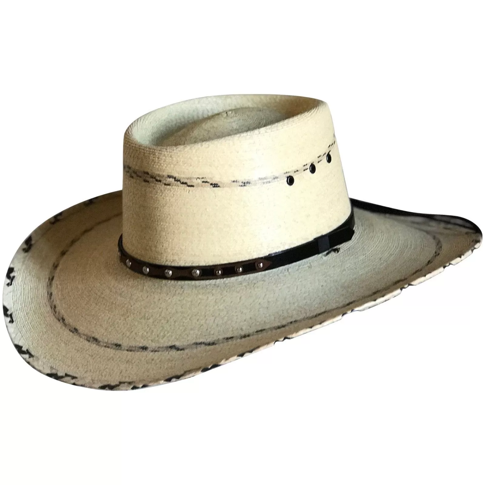 Rockmount Premium Palm Straw Oval Crown Western Cowboy Hat With Chin Cord Clearance