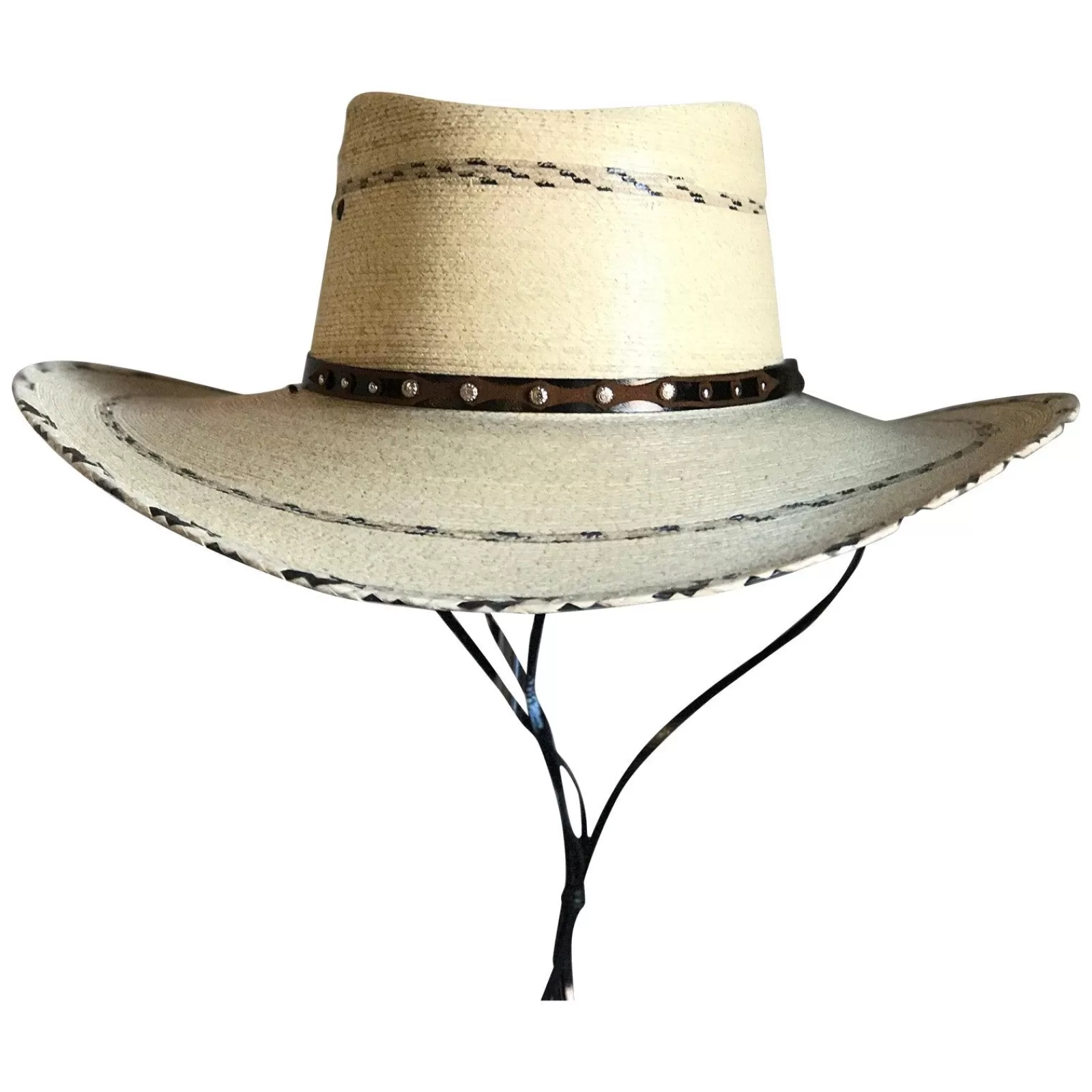 Rockmount Premium Palm Straw Oval Crown Western Cowboy Hat With Chin Cord Clearance