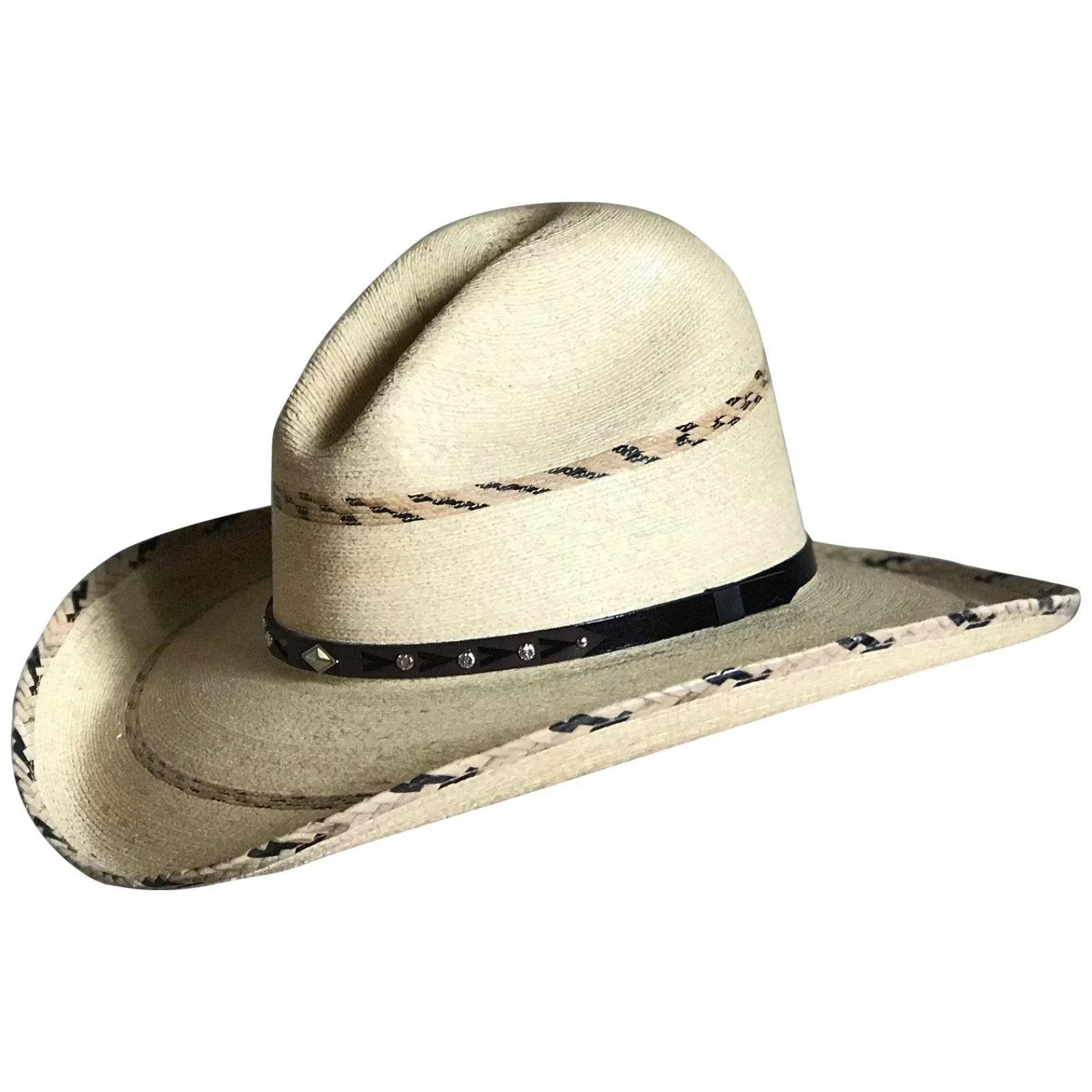 Rockmount Premium Palm Straw Western Cowboy Hat With Gus Stripe Online