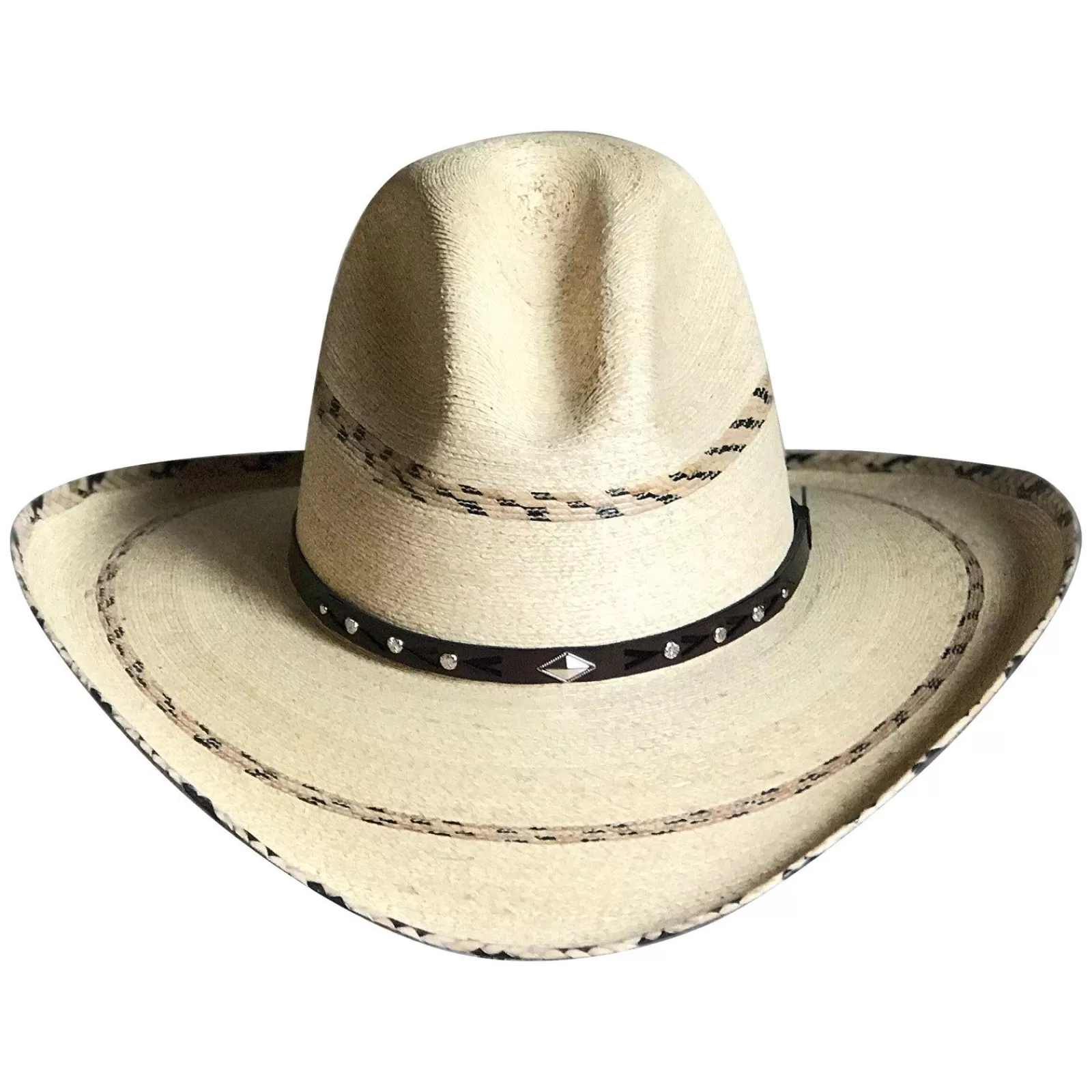 Rockmount Premium Palm Straw Western Cowboy Hat With Gus Stripe Online