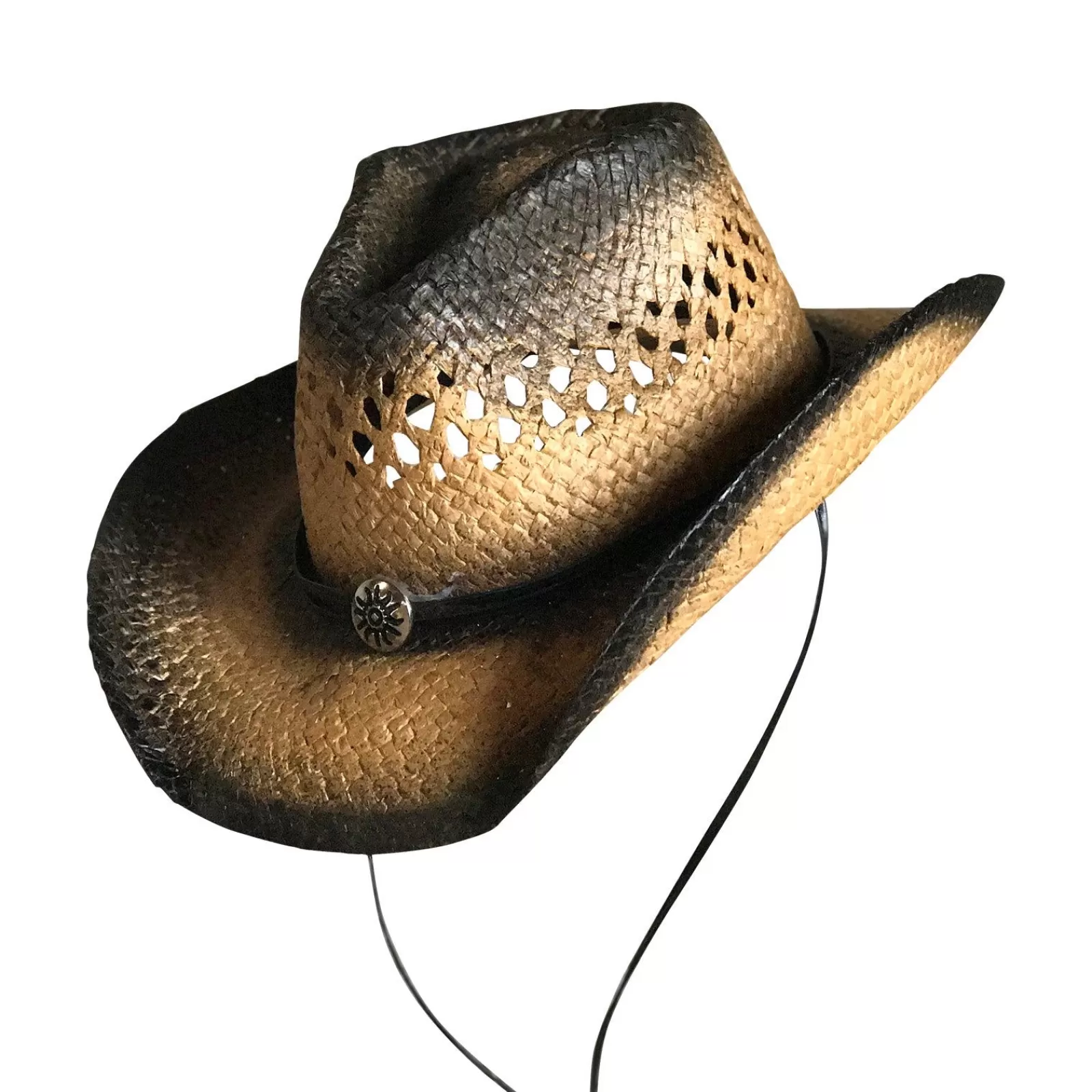 Rockmount Raffia Straw 2-Tone Pinch Crease Western Cowboy Hat Flash Sale