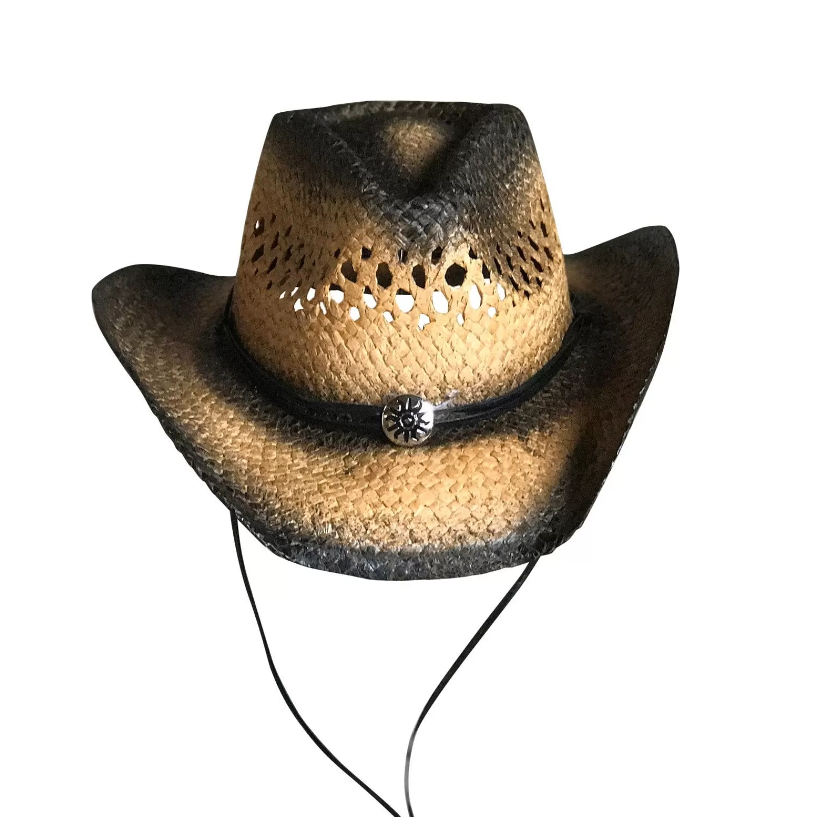 Rockmount Raffia Straw 2-Tone Pinch Crease Western Cowboy Hat Flash Sale