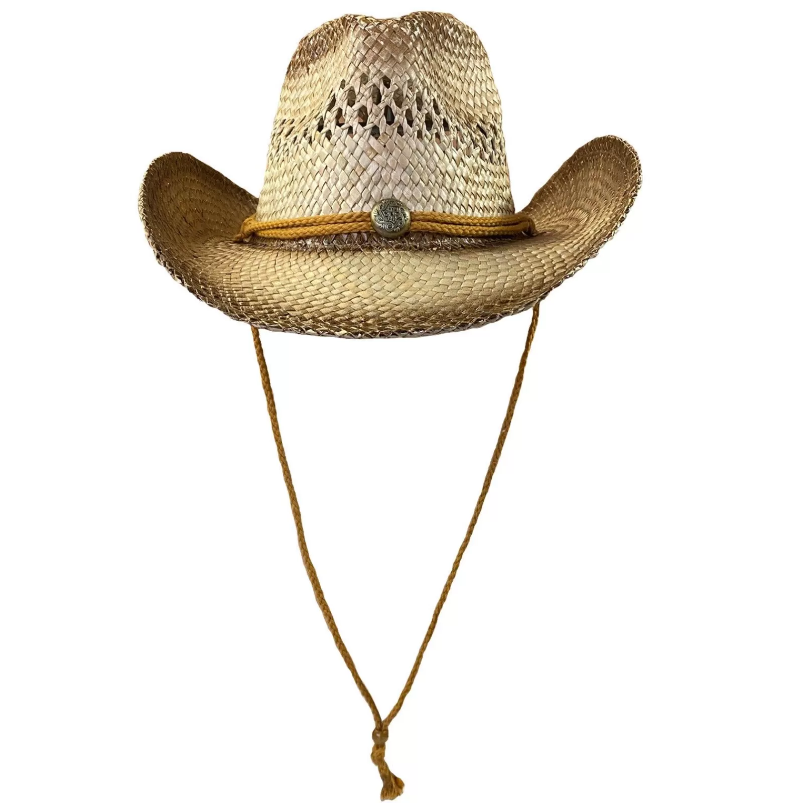 Rockmount Raffia Straw Pinch Crease Western Cowboy Hat With Beaded Band Shop