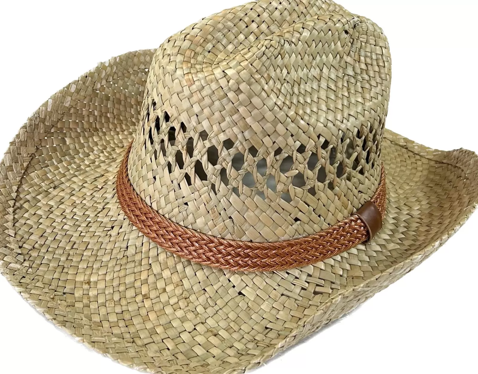 Rockmount Raffia Straw Western Cowboy Hat With Concho String Band Outlet