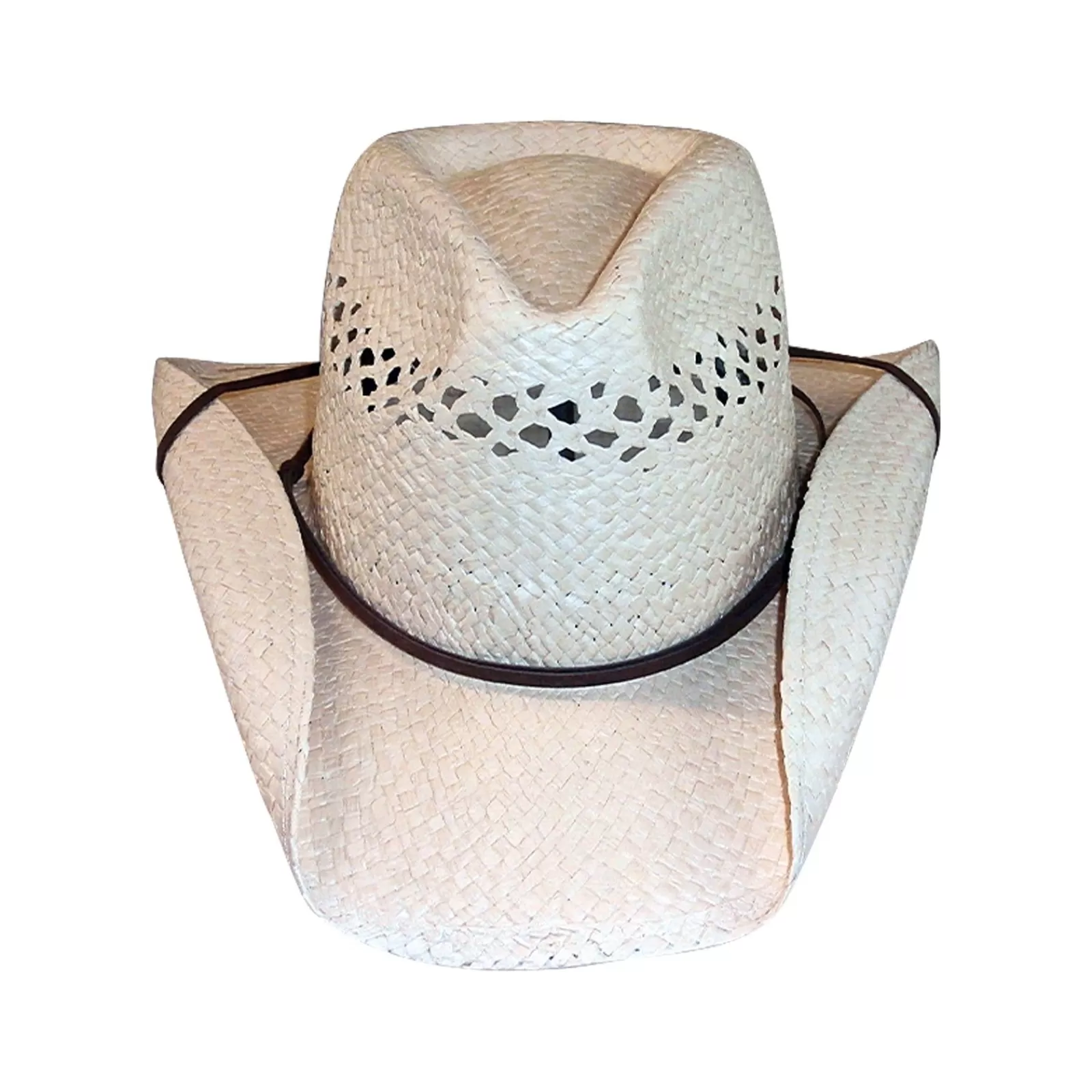 Rockmount Raffia Straw Western Cowboy Hat With Vented Crown & Chin Cord Discount
