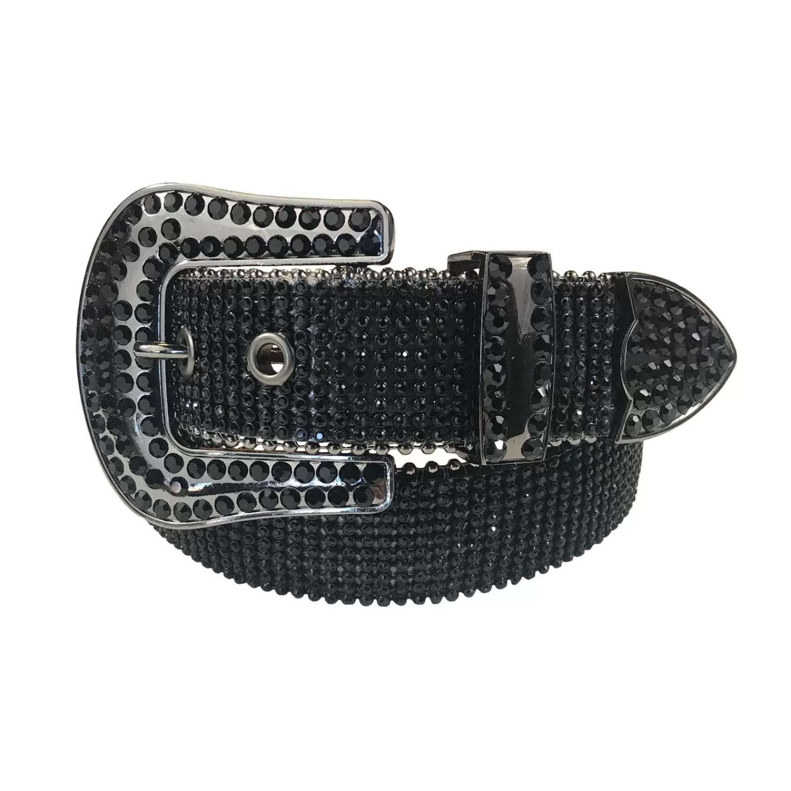 Rockmount Rhinestone Ostrich Black/Black Pattern Genuine Leather Western Belt Shop