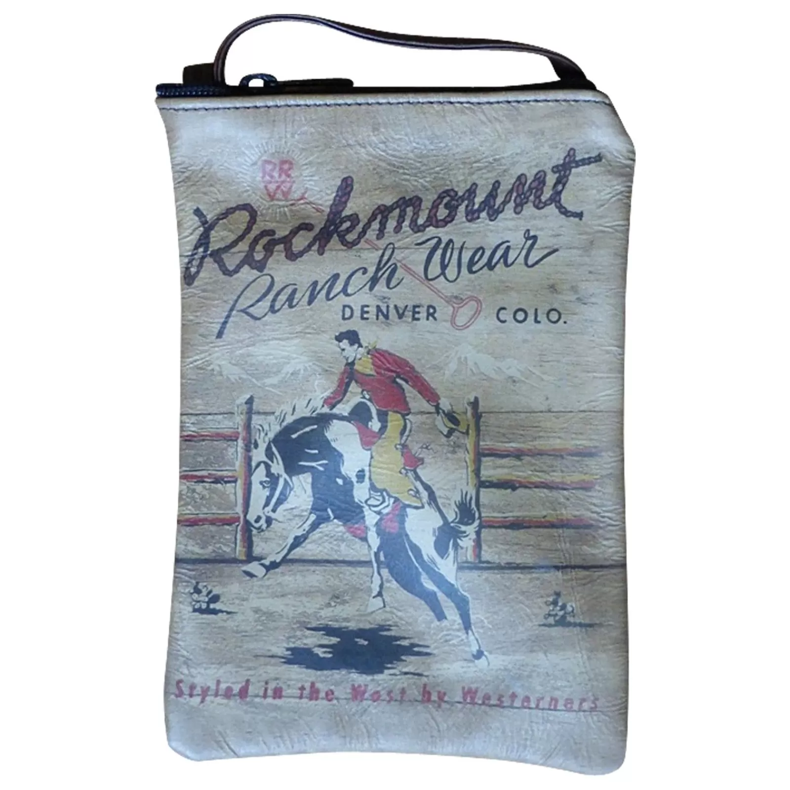 Rockmount Bronc Leather Western Purse With Brown Strap Online