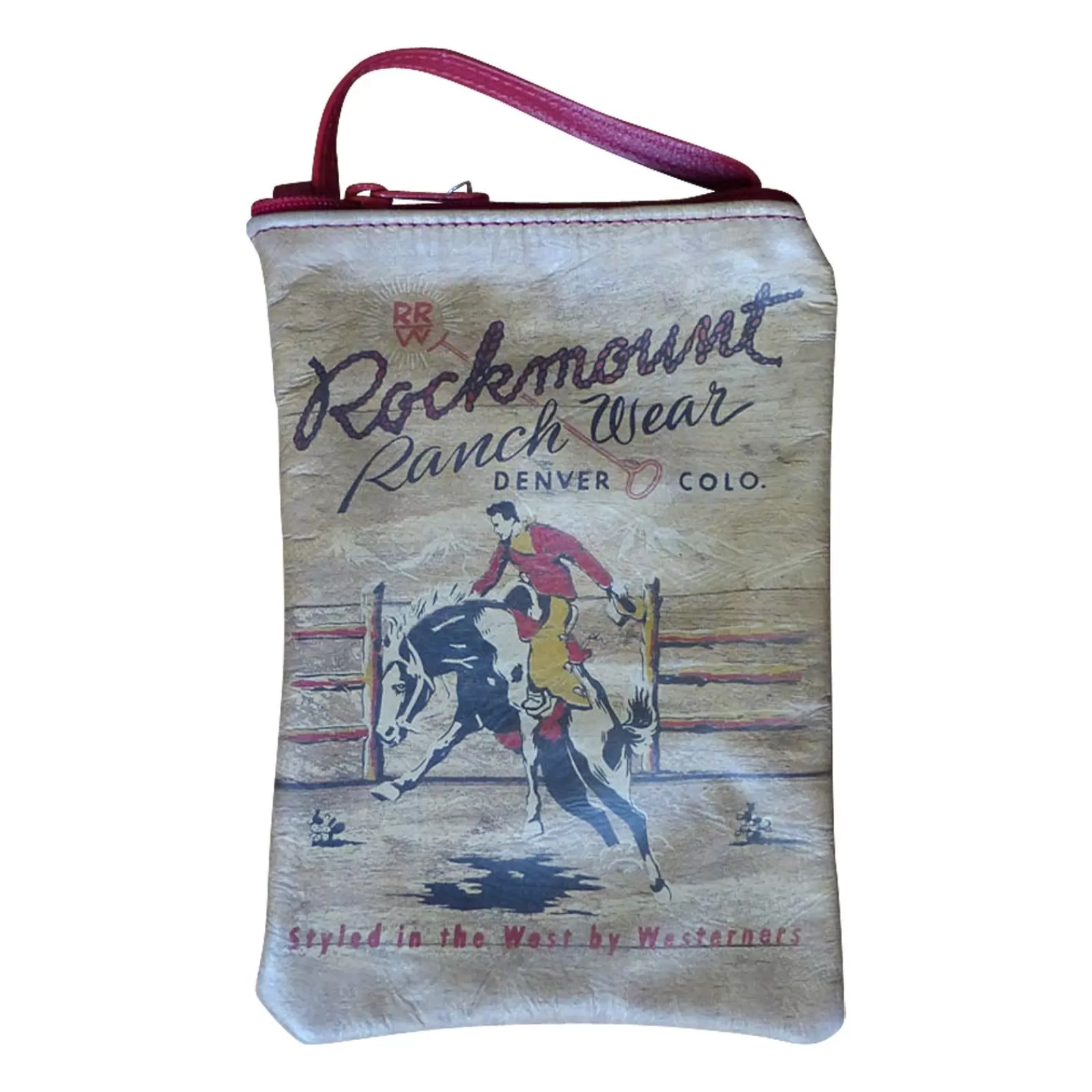 Rockmount Bronc Leather Western Purse With Red Strap Clearance