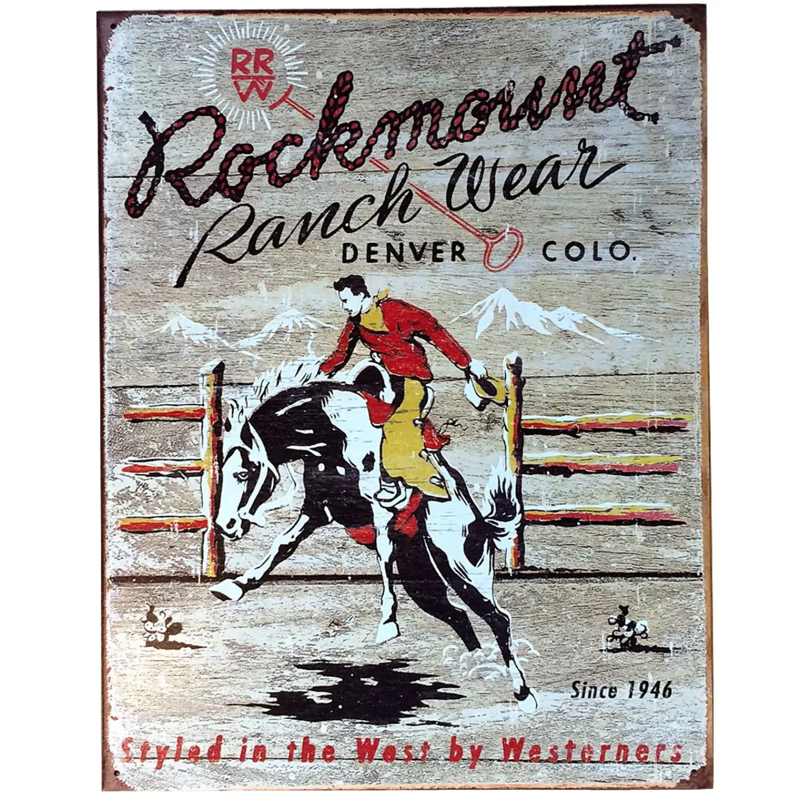 Rockmount Bronc Tin Metal Western Sign Cheap