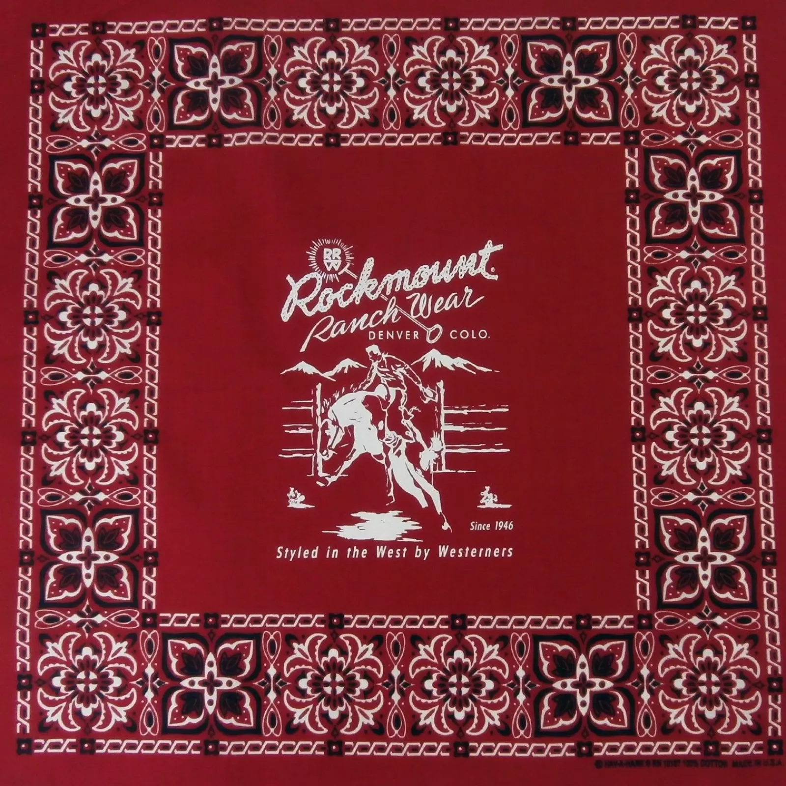 Rockmount Bronc Western Cotton Bandana In Red Best Sale