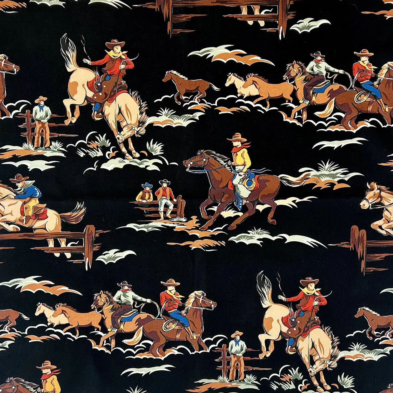 Rockmount Horses & Riders Western Cotton Bandana In Black Outlet