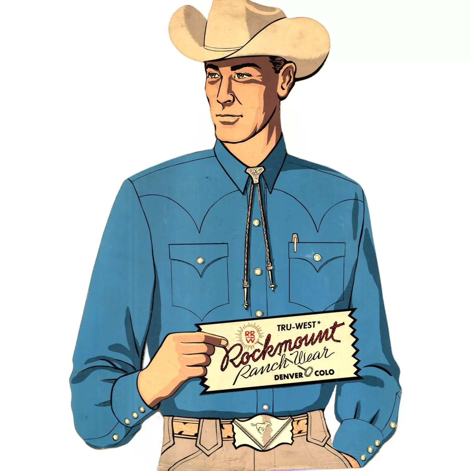 Rockmount Ranch Wear Blue Solid Vintage Western Cowboy Poster Best