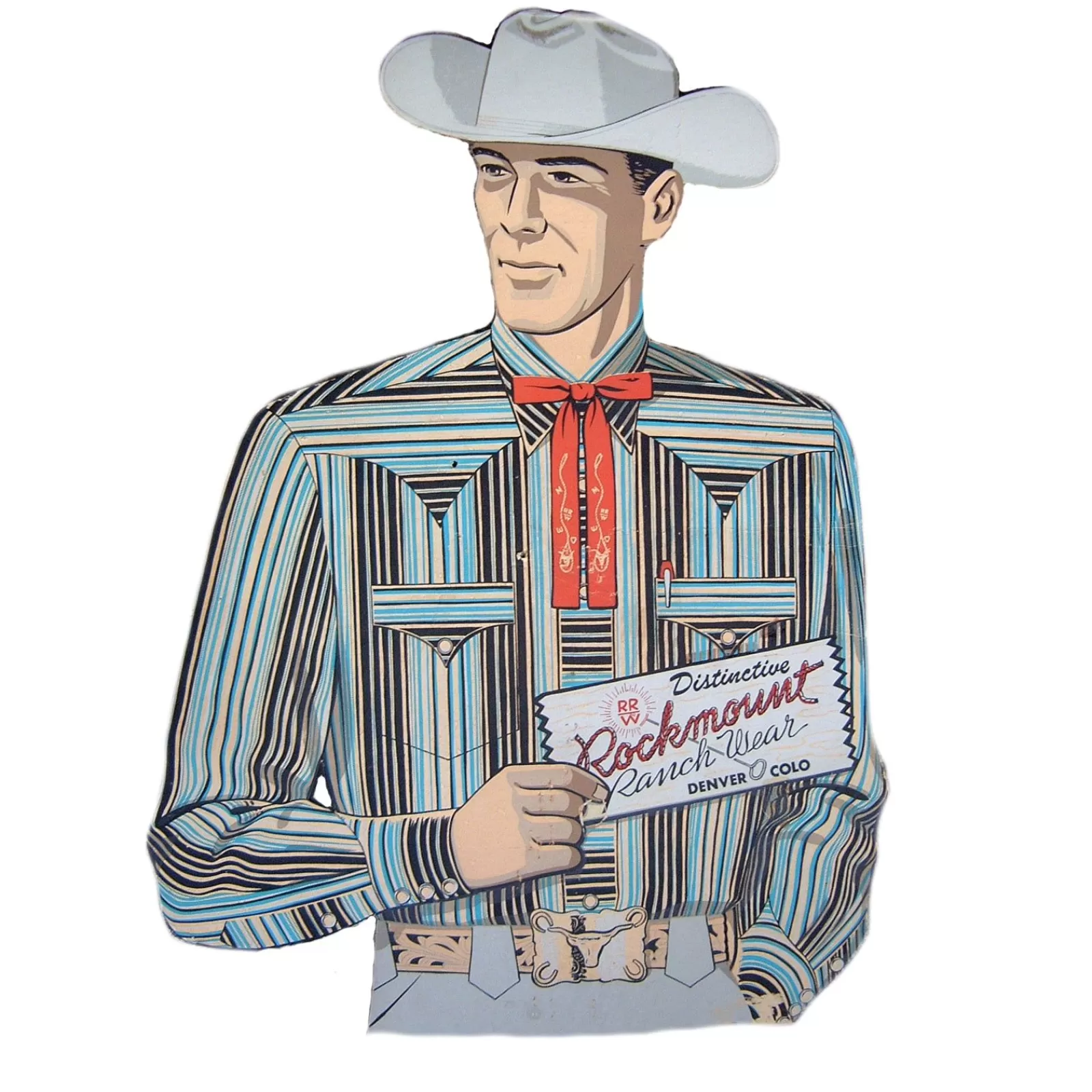 Rockmount Ranch Wear Blue/Black Stripe Vintage Western Cowboy Poster Cheap
