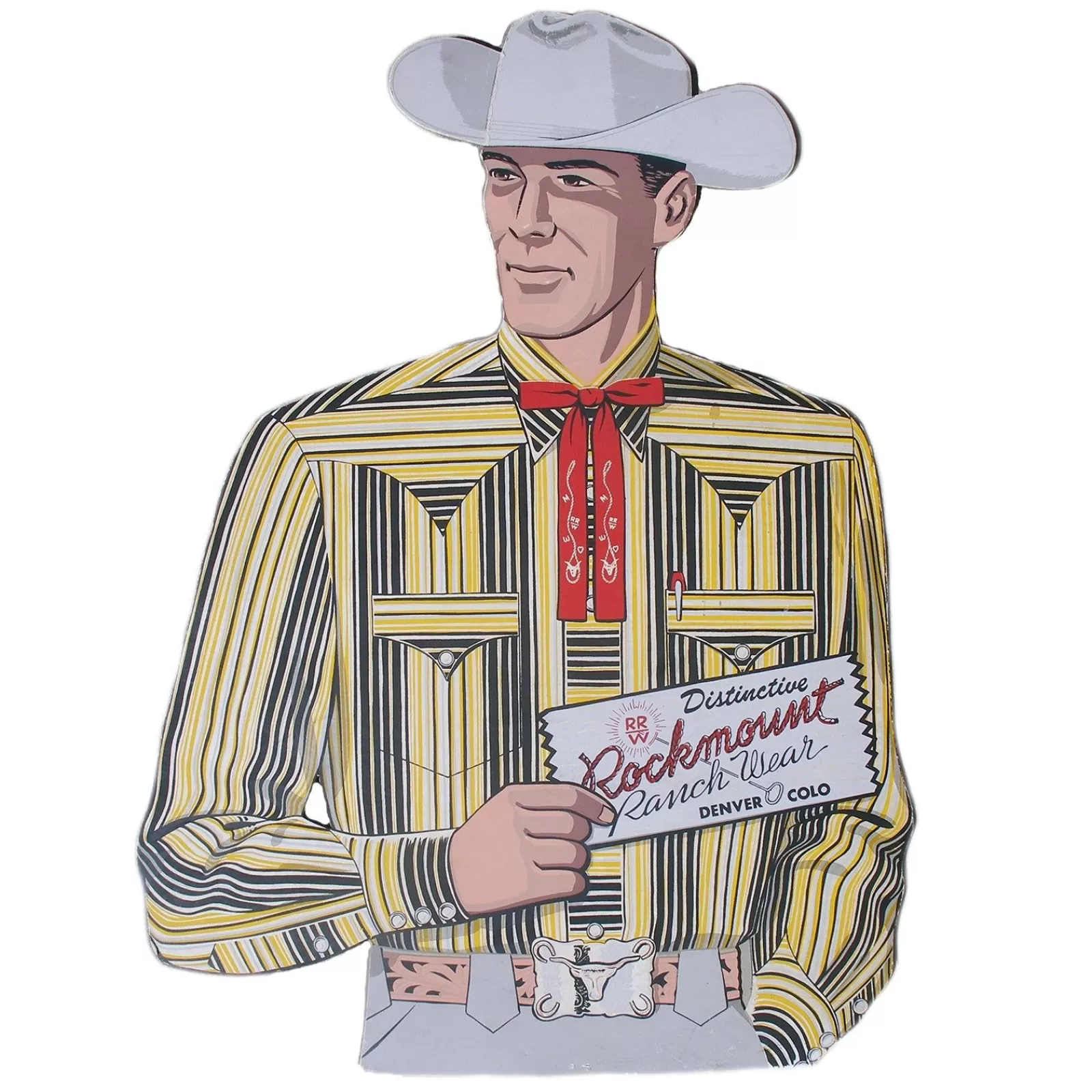 Rockmount Ranch Wear Yellow/Black Stripe Vintage Western Cowboy Poster Cheap