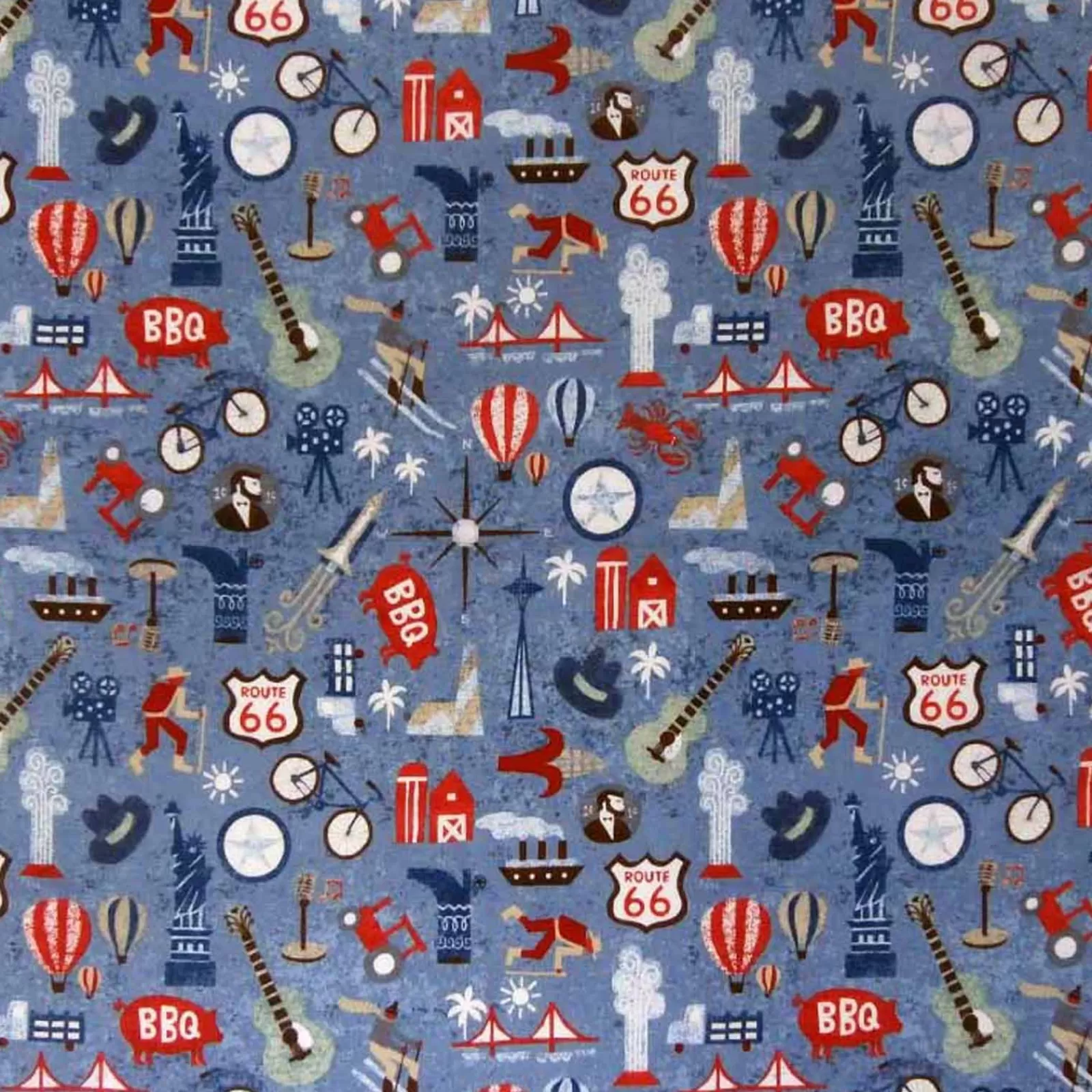 Rockmount Route 66 Retro Western Cotton Bandana In Blue Outlet