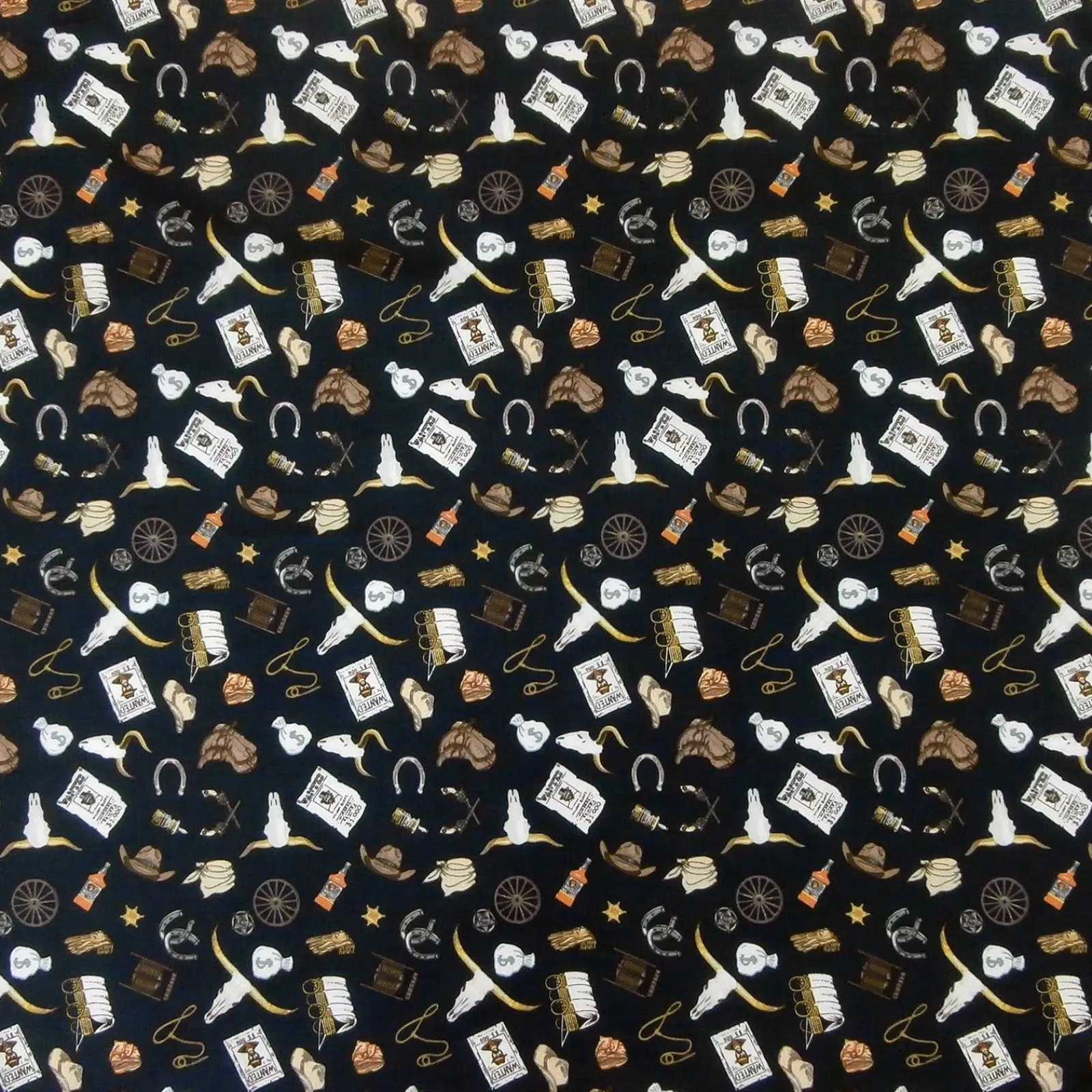 Rockmount Steer Skulls With Hats And Boots Western Cotton Bandana In Midnight Blue Sale