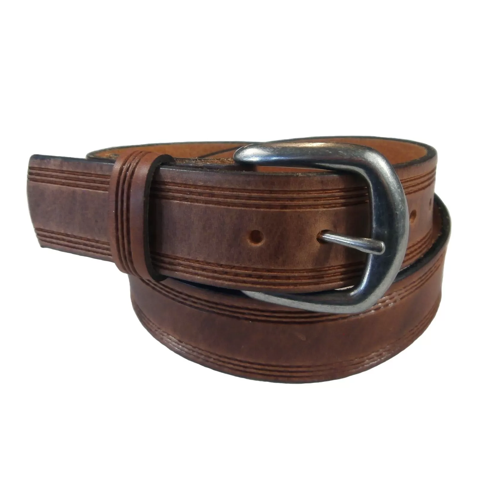 Rockmount Tan Triple Line Genuine Leather Western Belt Fashion