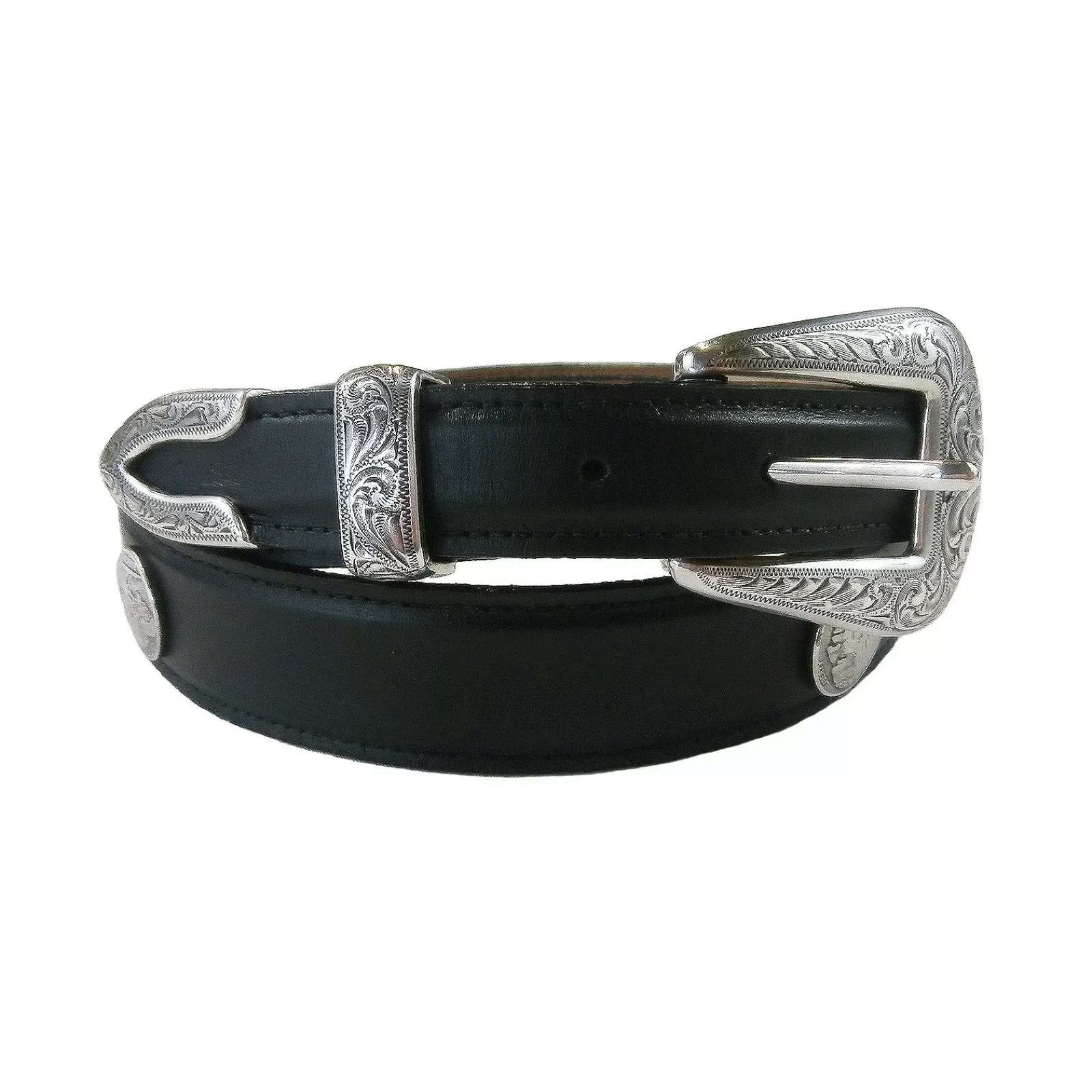 Rockmount Tapered Genuine Black Leather Western Belt With Buffalo Nickels Outlet