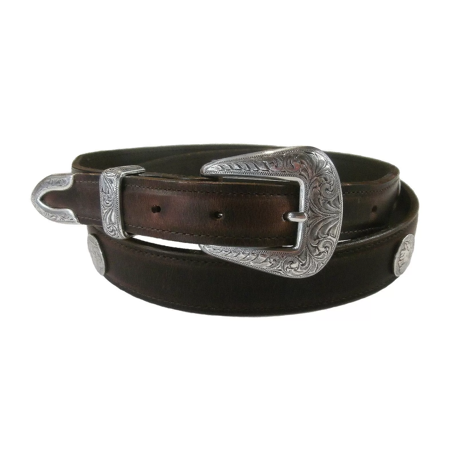 Rockmount Tapered Genuine Brown Leather Western Belt With Buffalo Nickels Store